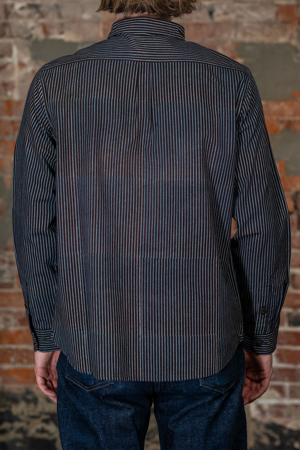 Indi + Ash Matty Shirt - Iron/Indigo Handwoven Kala Cotton Block Print Stripe