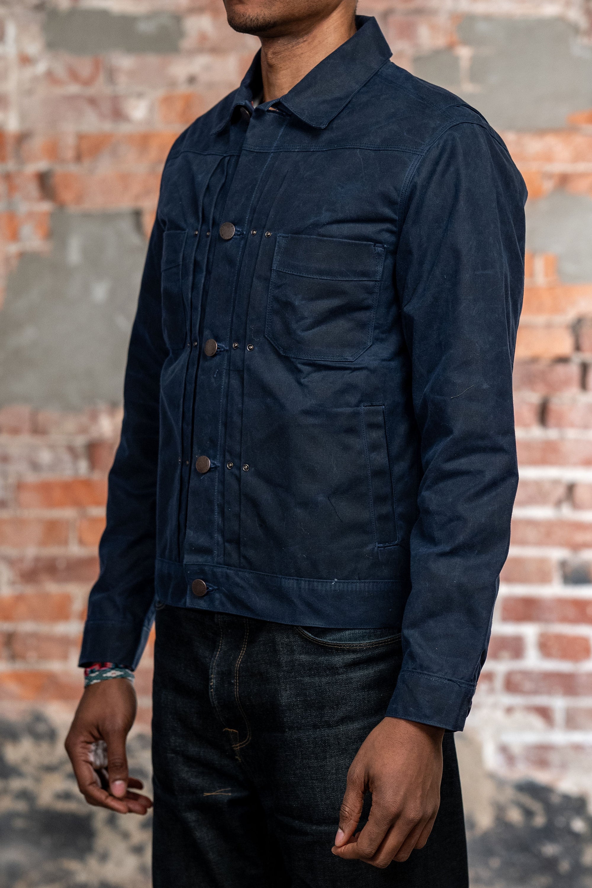 Freenote Cloth Waxed Riders Jacket - Navy