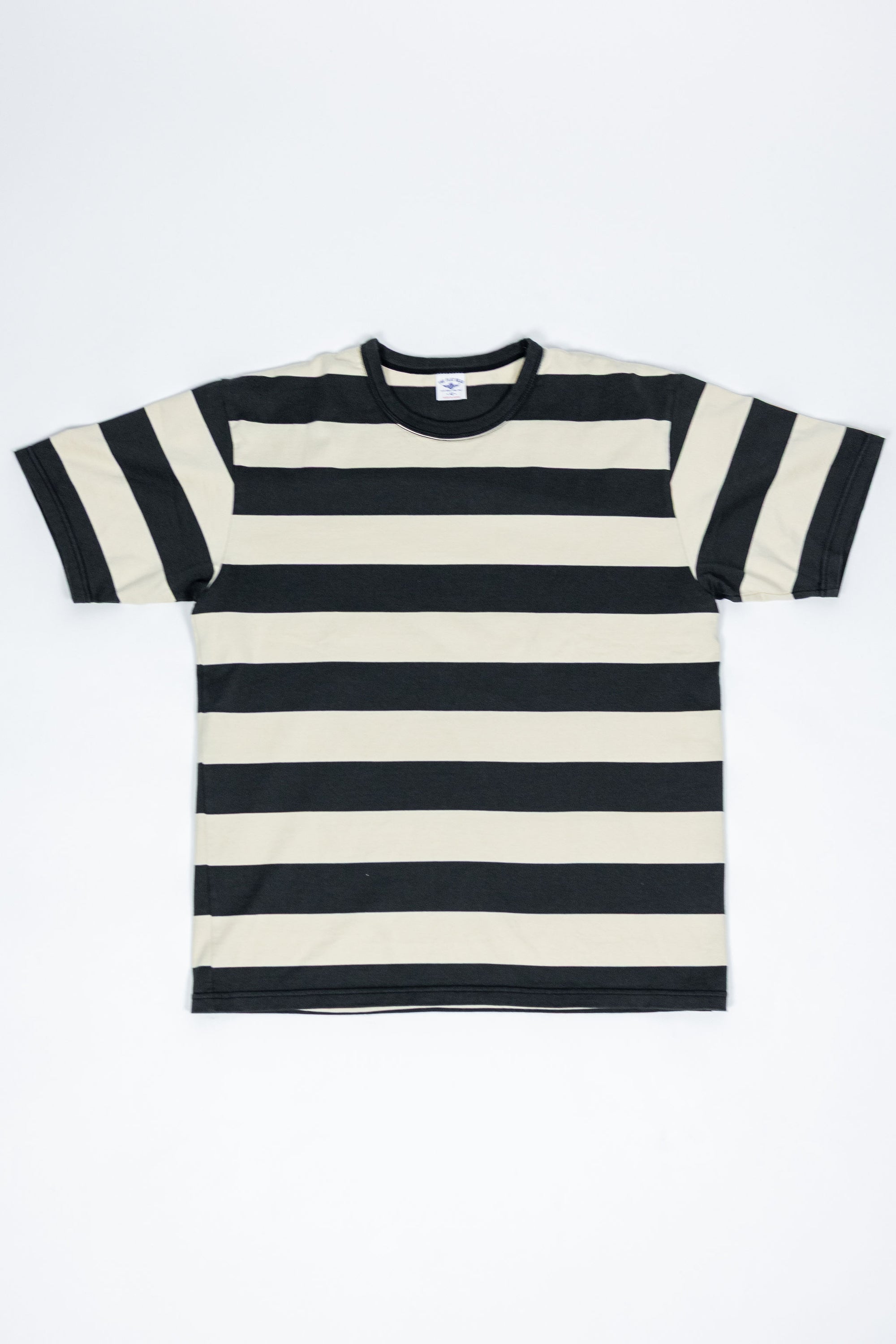 The Flat Head FN-THB-002 Border T-Shirt - Ivory/Light Black