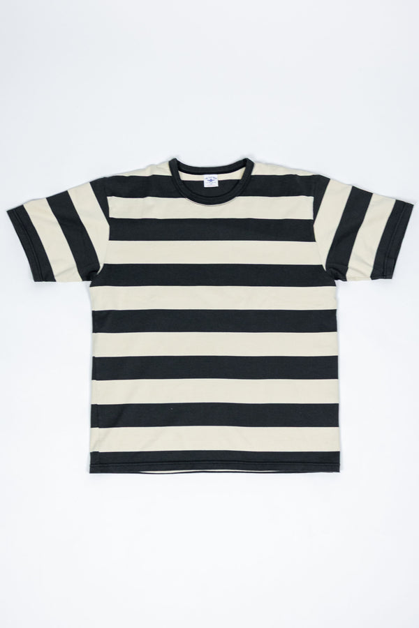 The Flat Head FN-THB-002 Border T-Shirt - Ivory/Light Black