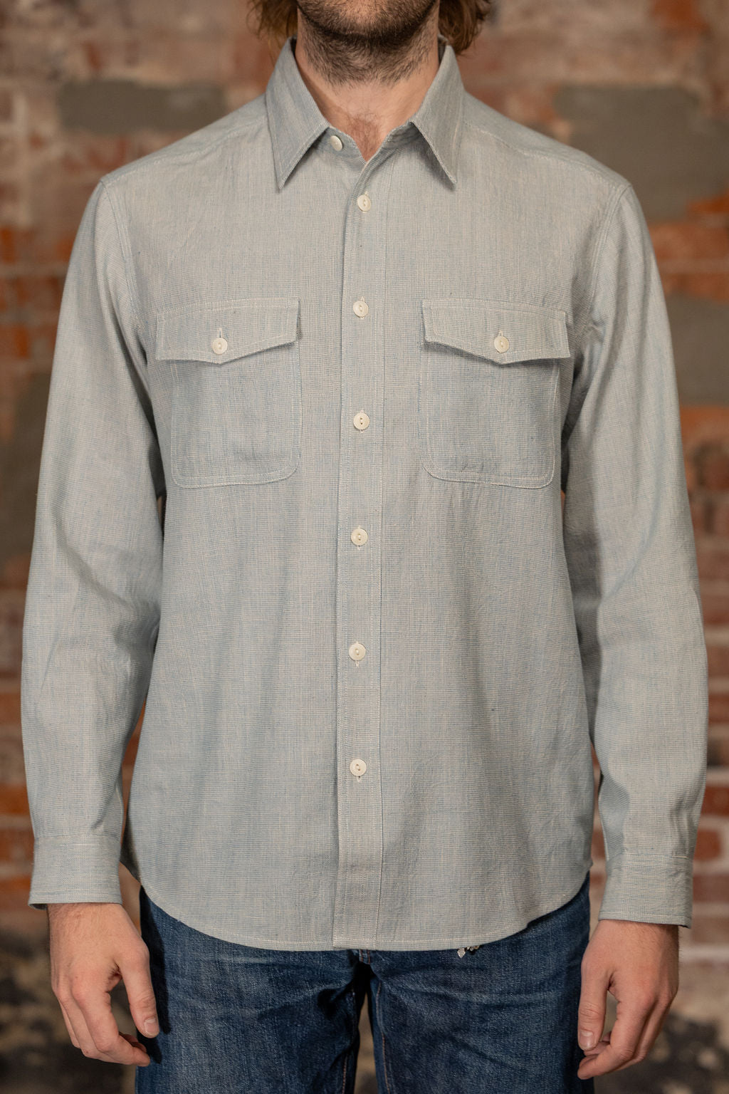 Indi + Ash LS Smith Workshirt - Handwoven Kala Cotton End-on-End