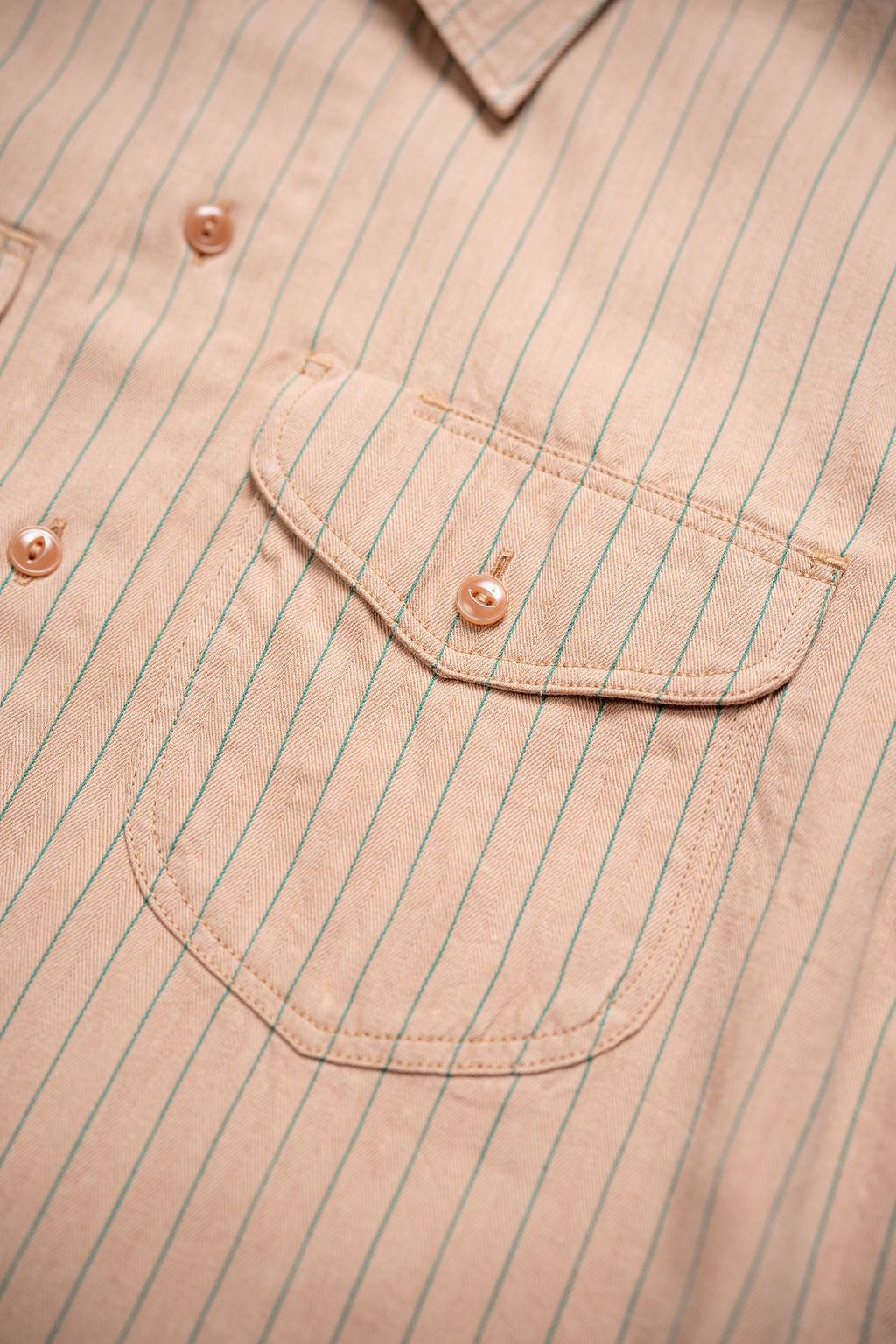Sugar Cane Coke Stripe Work Shirt - Beige