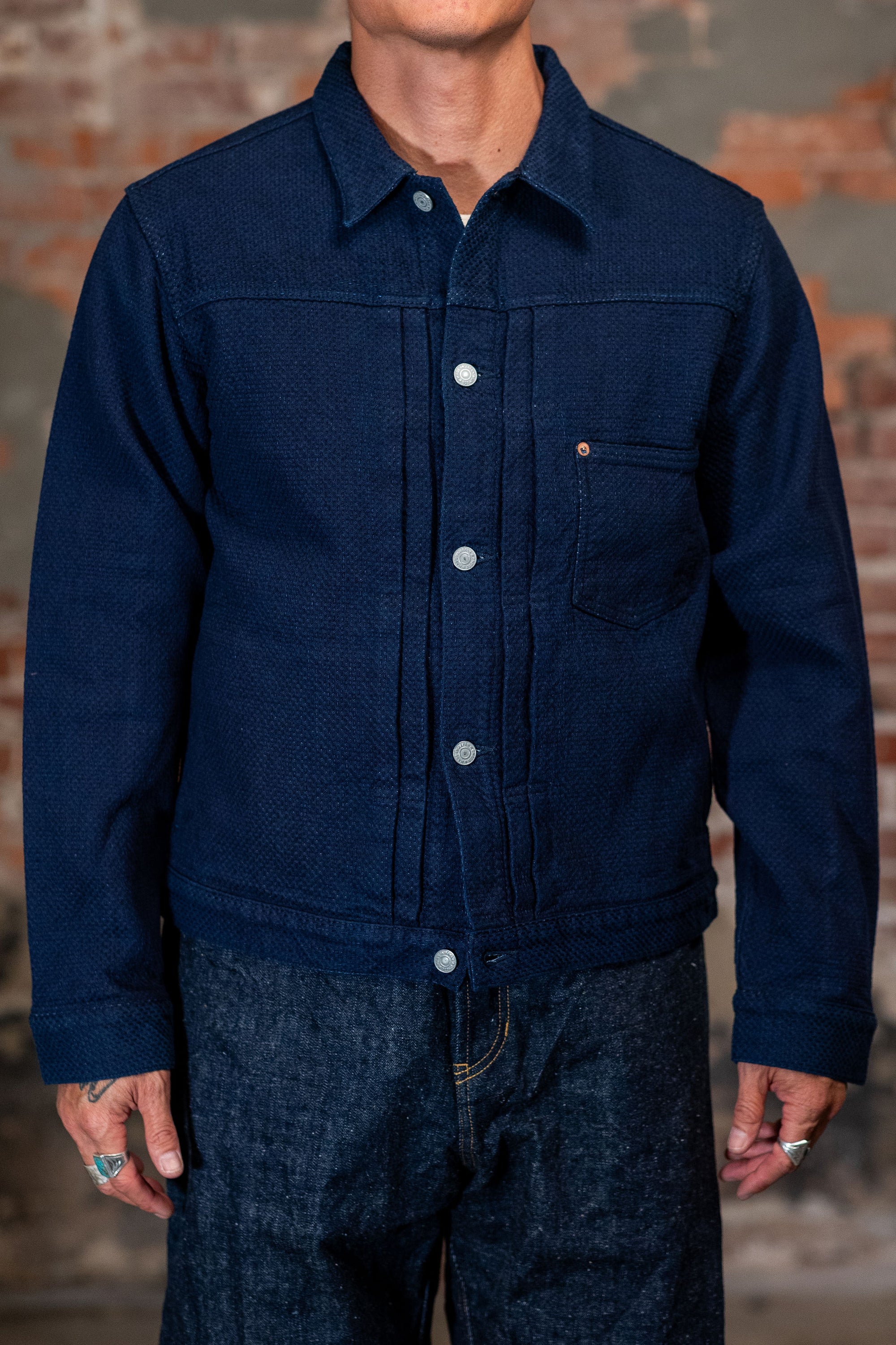 Omoto Denim 3121 Type 1 Jacket - 15oz Ori-zashi Sashiko (One-Washed)