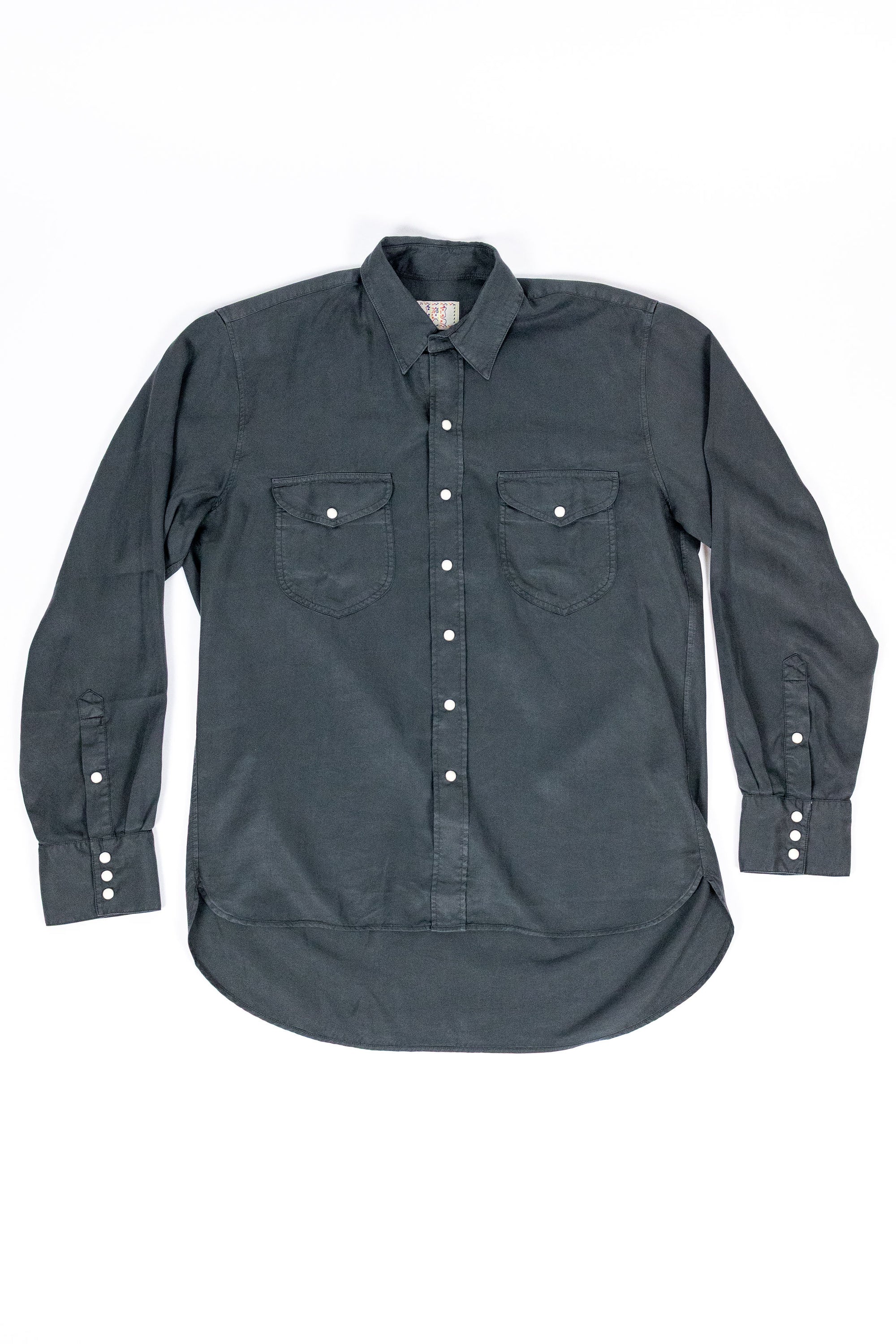 Wythe Tencel Gabardine Pearlsnap Shirt - Faded Black