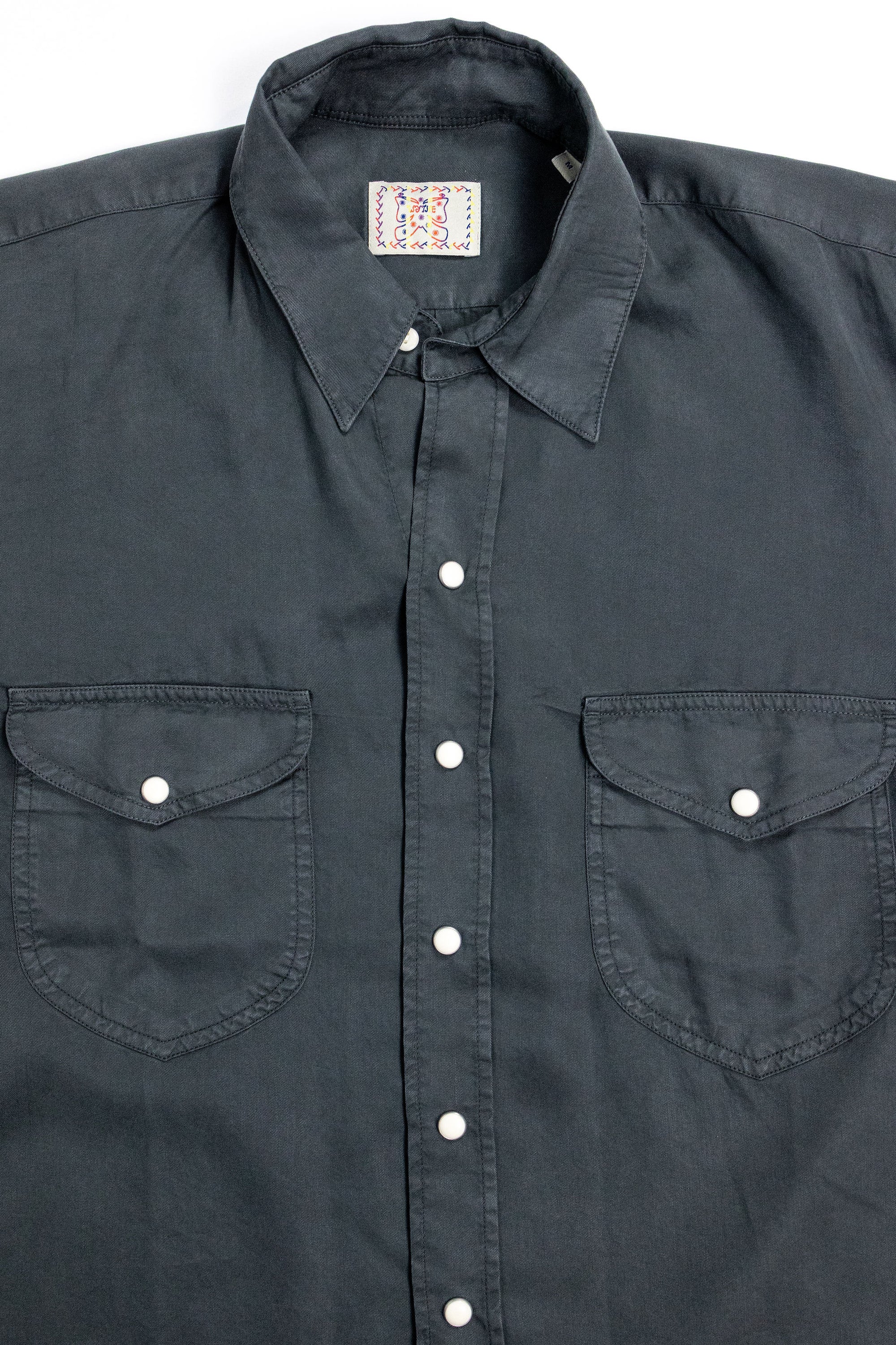 Wythe Tencel Gabardine Pearlsnap Shirt - Faded Black