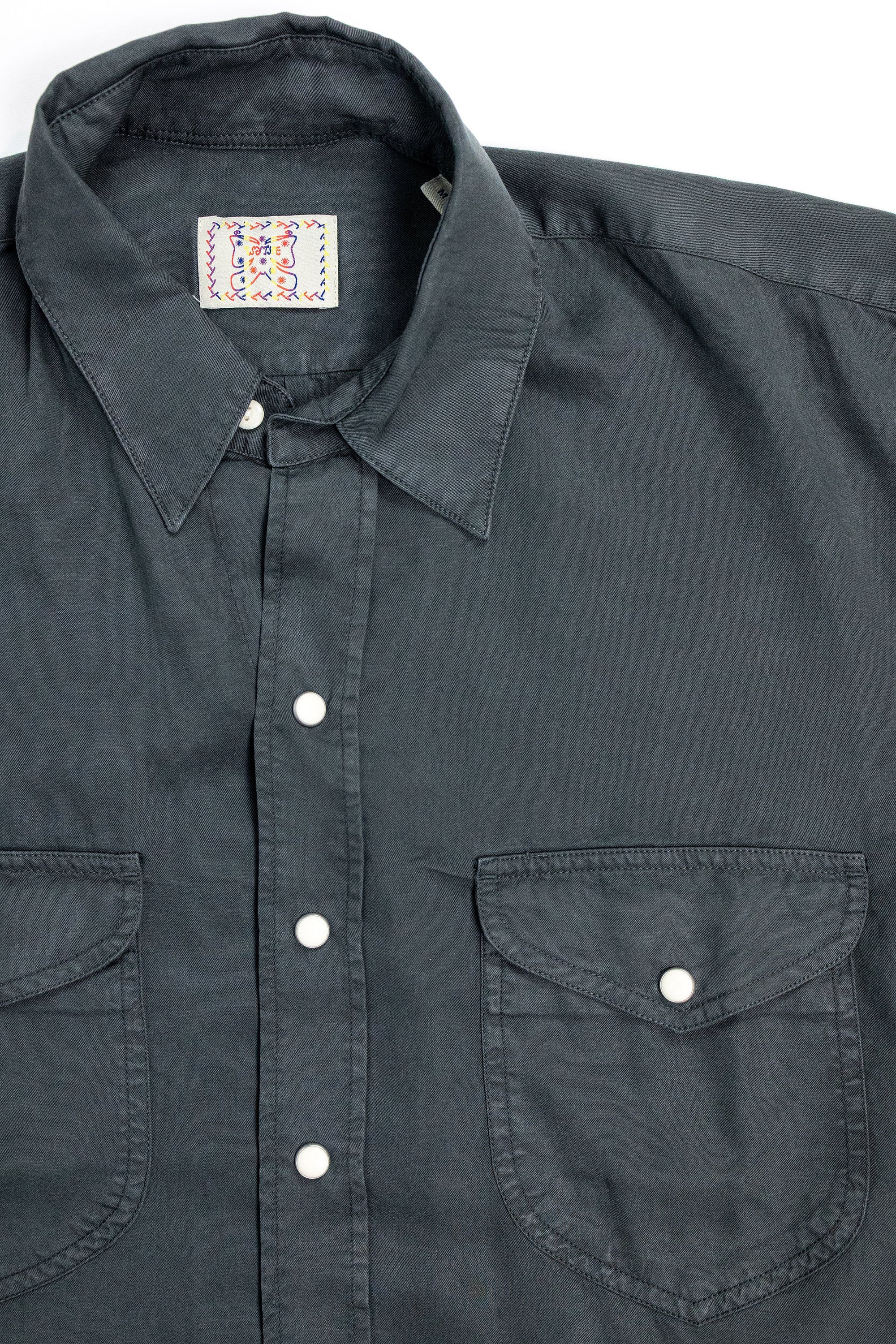 Wythe Tencel Gabardine Pearlsnap Shirt - Faded Black