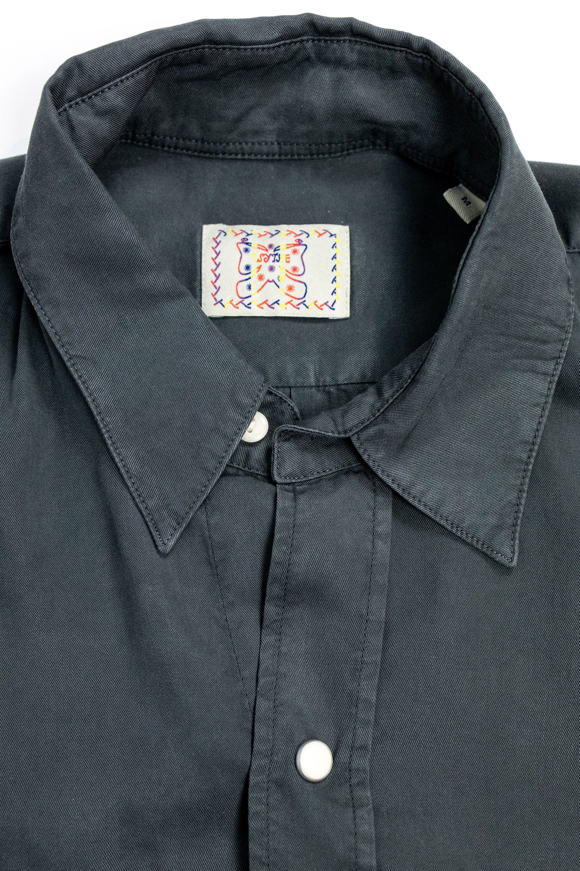 Wythe Tencel Gabardine Pearlsnap Shirt - Faded Black