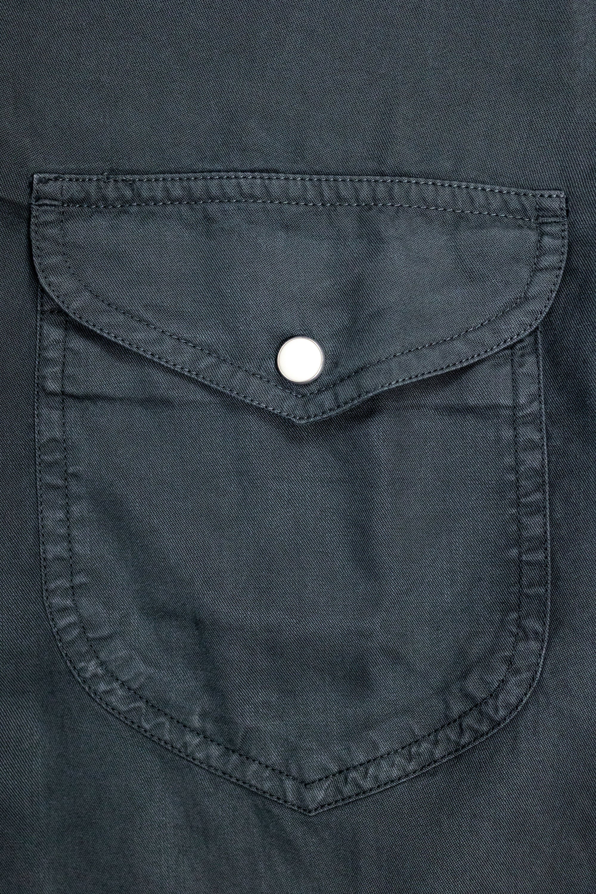 Wythe Tencel Gabardine Pearlsnap Shirt - Faded Black