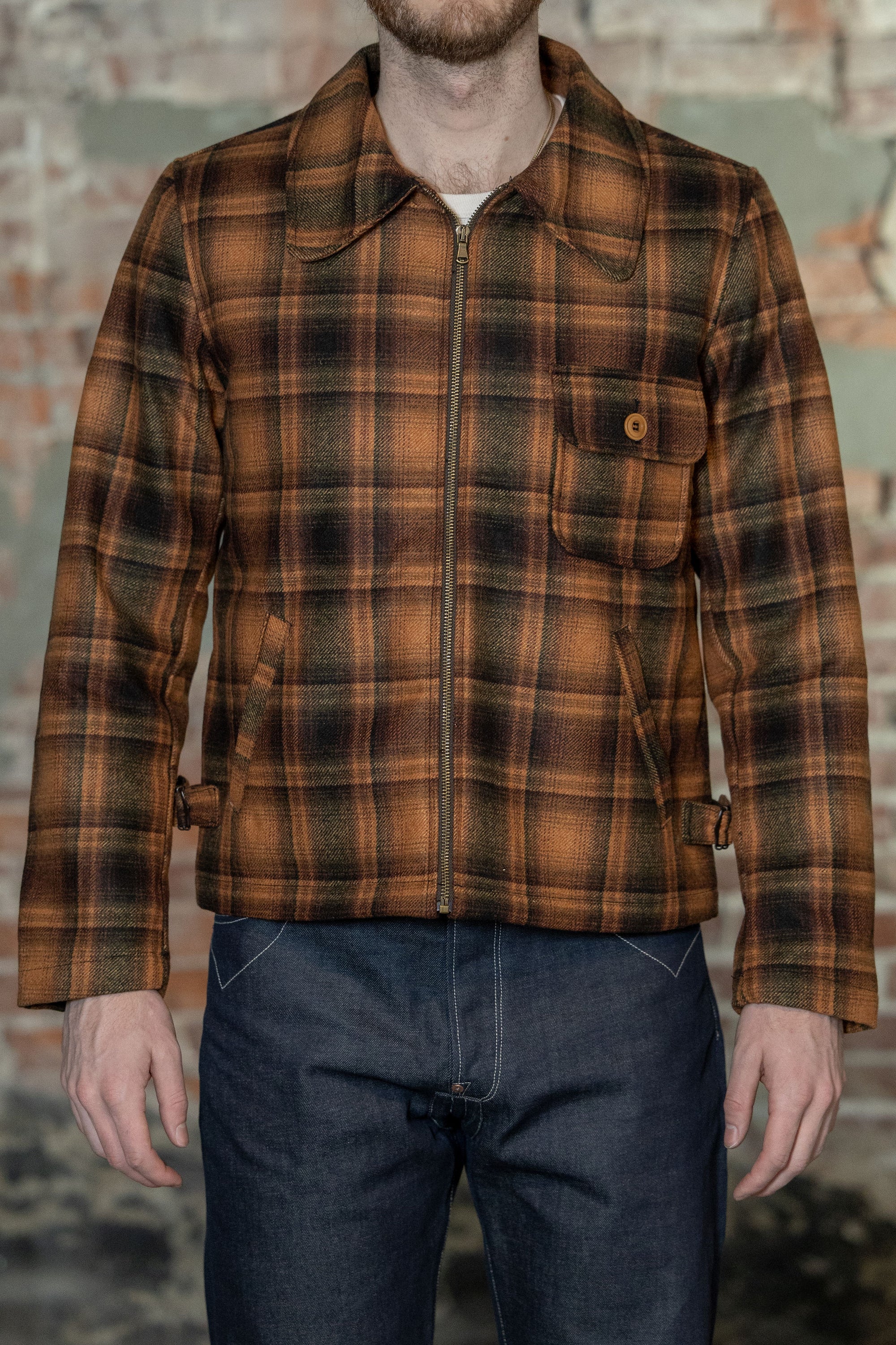 Blue Blanket J45 IT173 Half Belt Italian Flannel Jacket