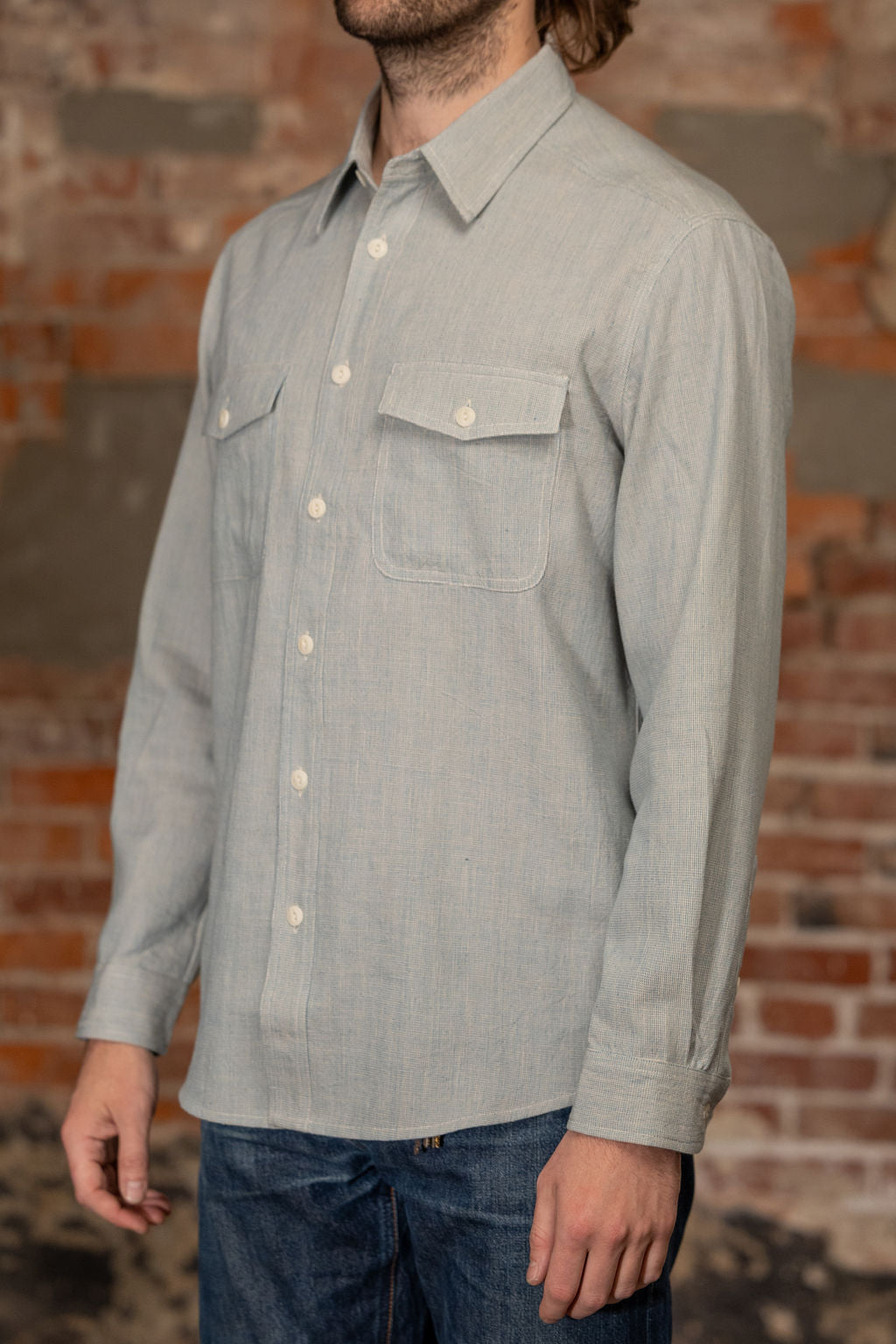 Indi + Ash LS Smith Workshirt - Handwoven Kala Cotton End-on-End