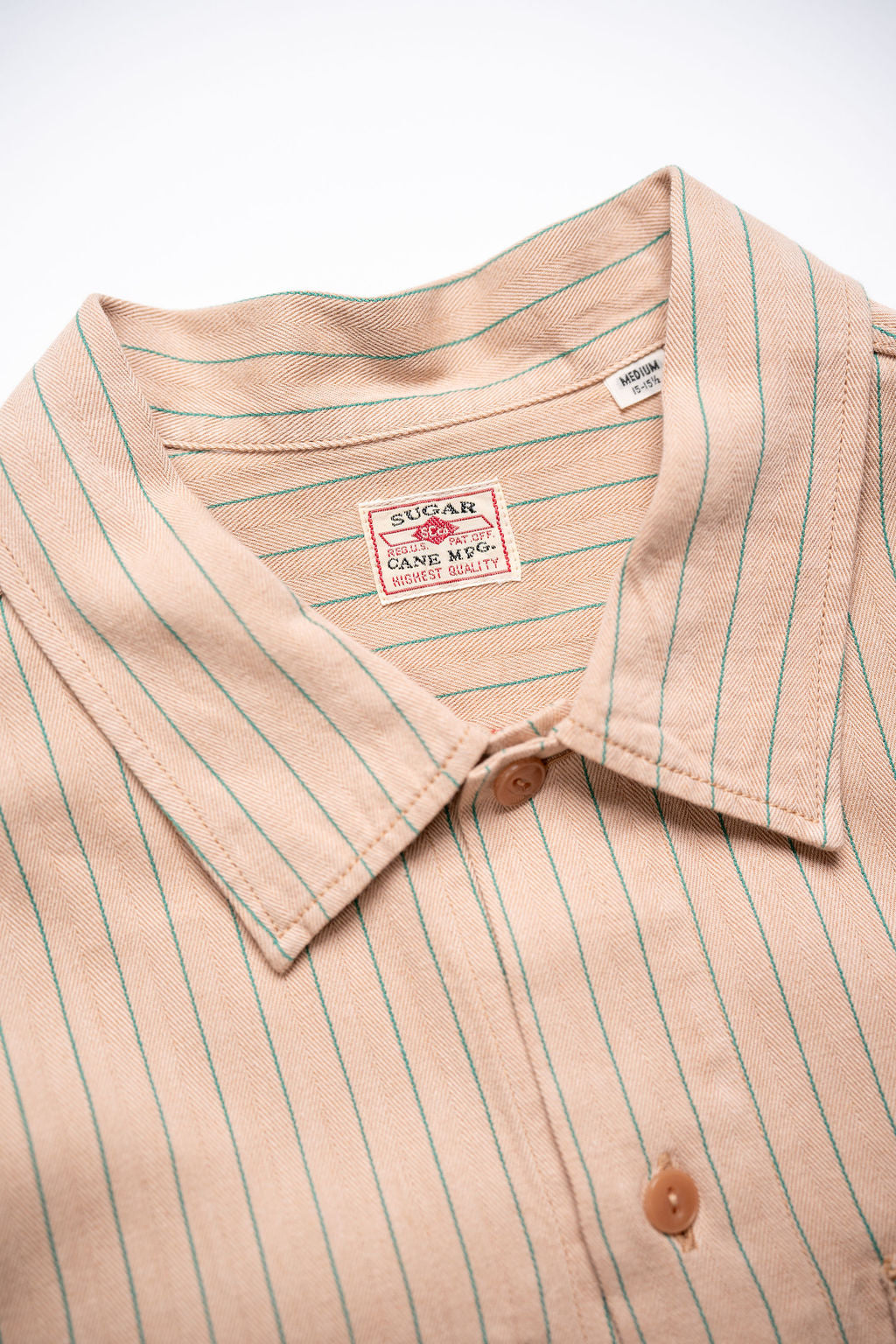 Sugar Cane Coke Stripe Work Shirt - Beige