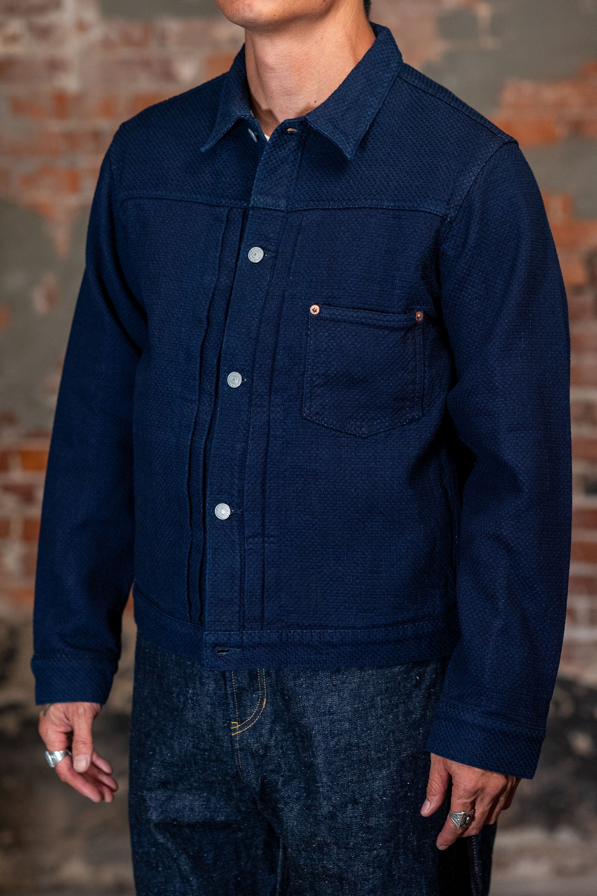 Omoto Denim 3121 Type 1 Jacket - 15oz Ori-zashi Sashiko (One-Washed)