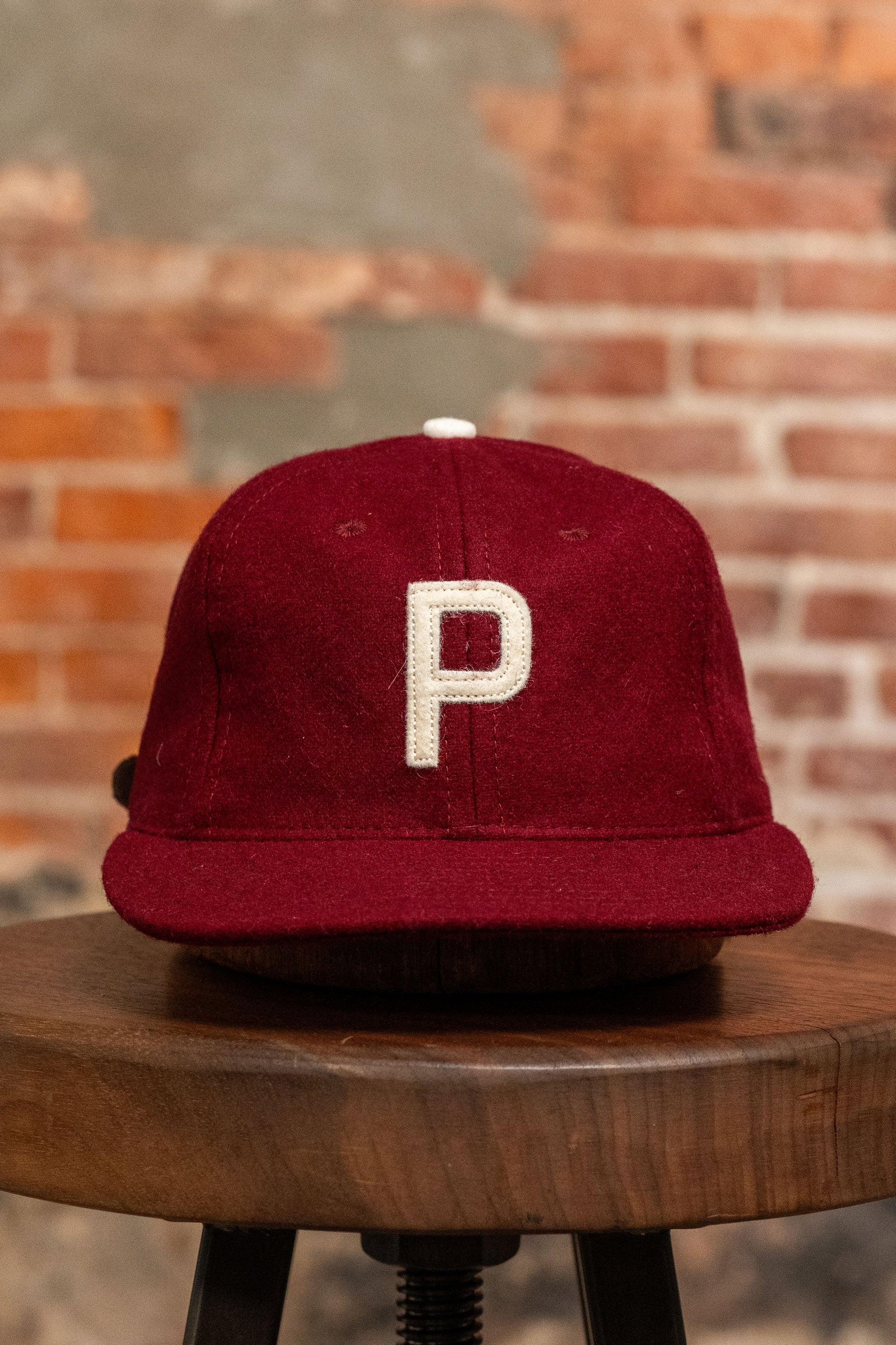 Franklin & Poe Wool Baseball Cap – Maroon “P”