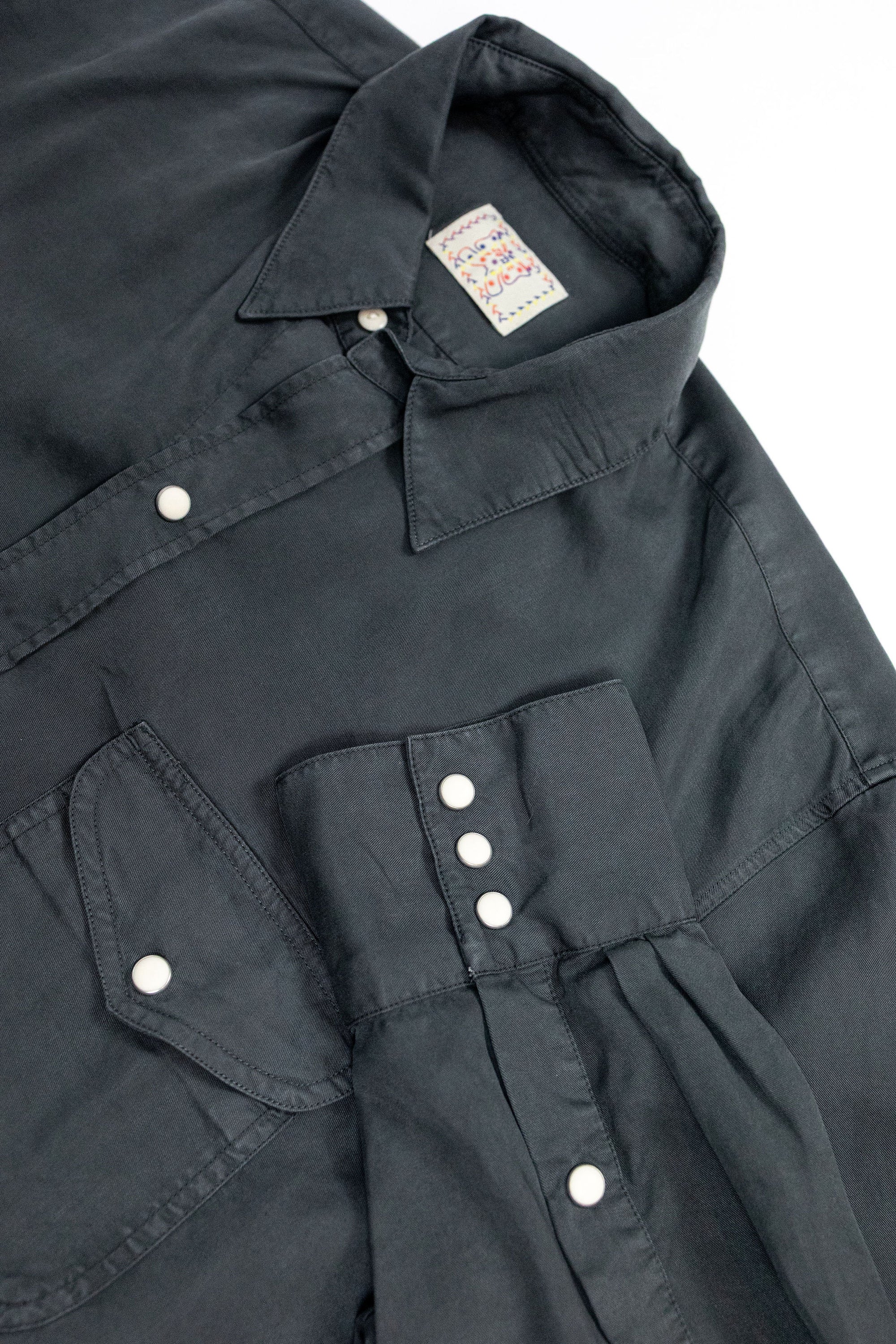 Wythe Tencel Gabardine Pearlsnap Shirt - Faded Black