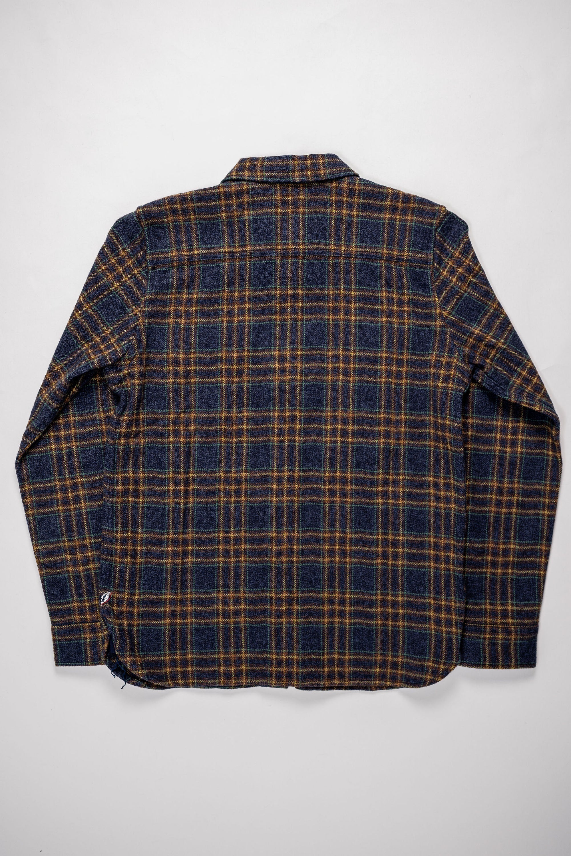 Pure Blue Japan 2229-NV Tweed Check Double Pocket Shirt - Navy