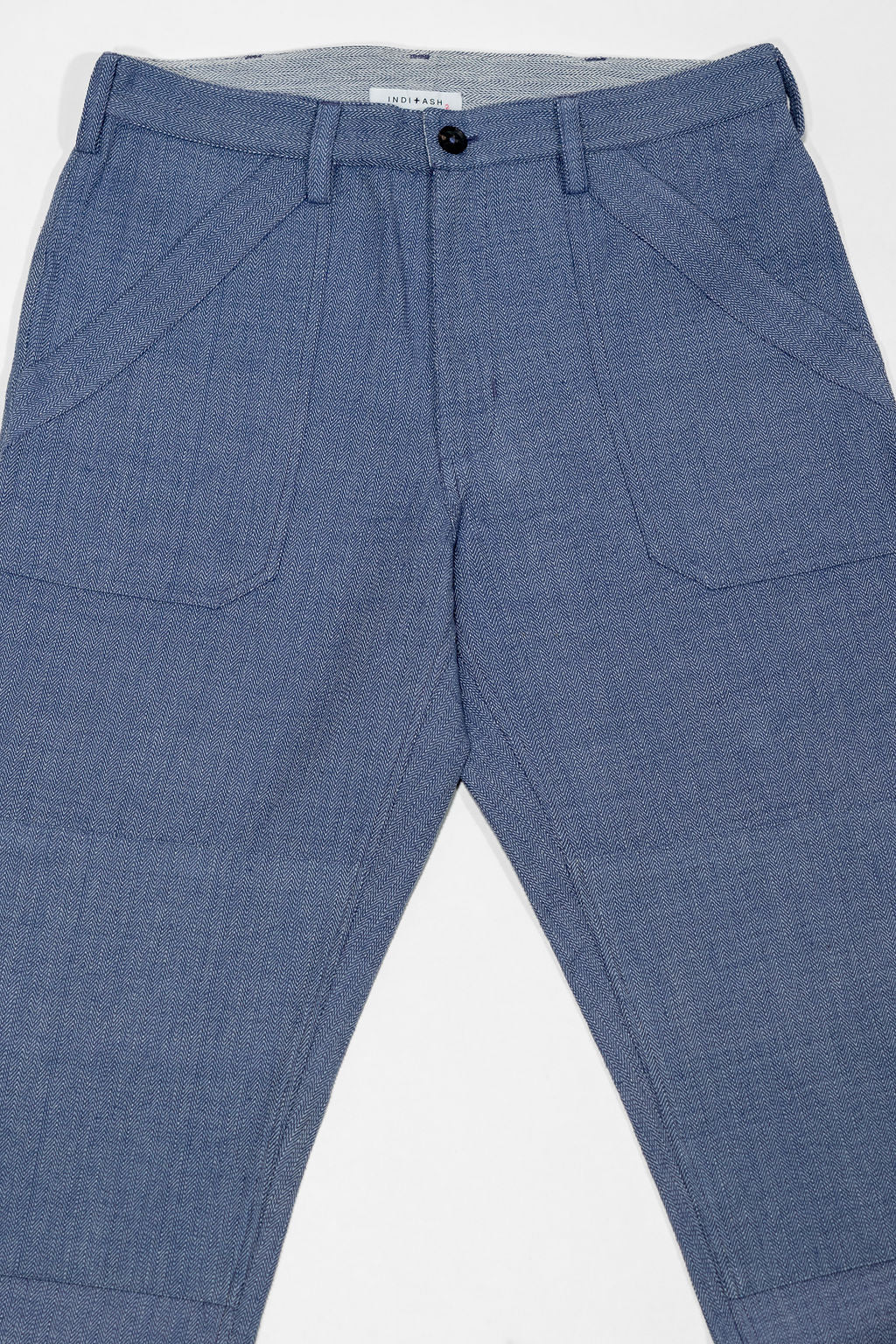 Indi + Ash Isaac Pant - Handwoven Military Herringbone French Blue Indigo