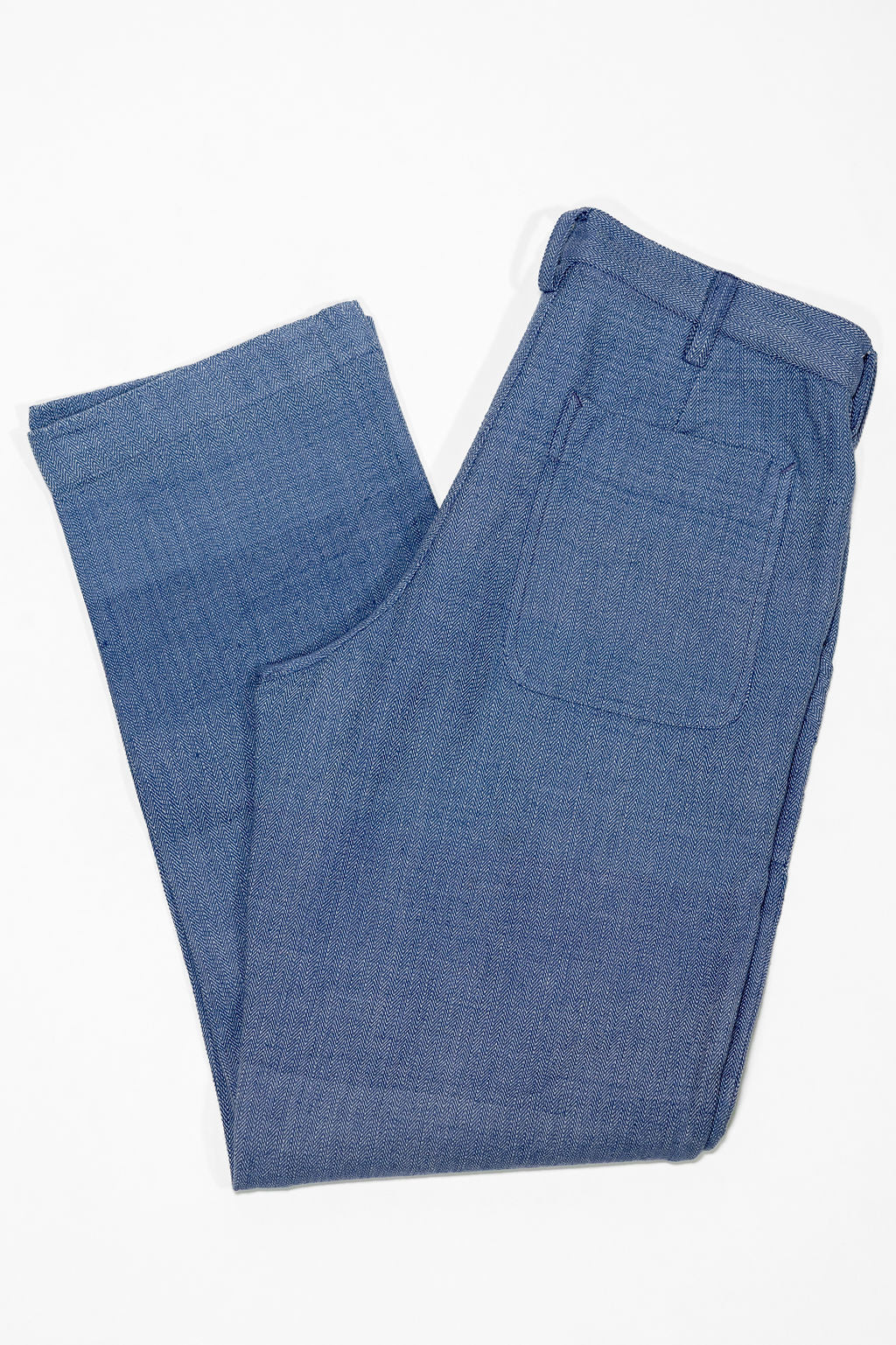 Indi + Ash Isaac Pant - Handwoven Military Herringbone French Blue Indigo
