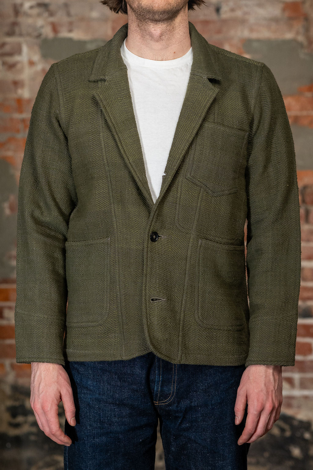 Indi + Ash Study Jacket - Forest Green/Smoke Handspun Herringbone