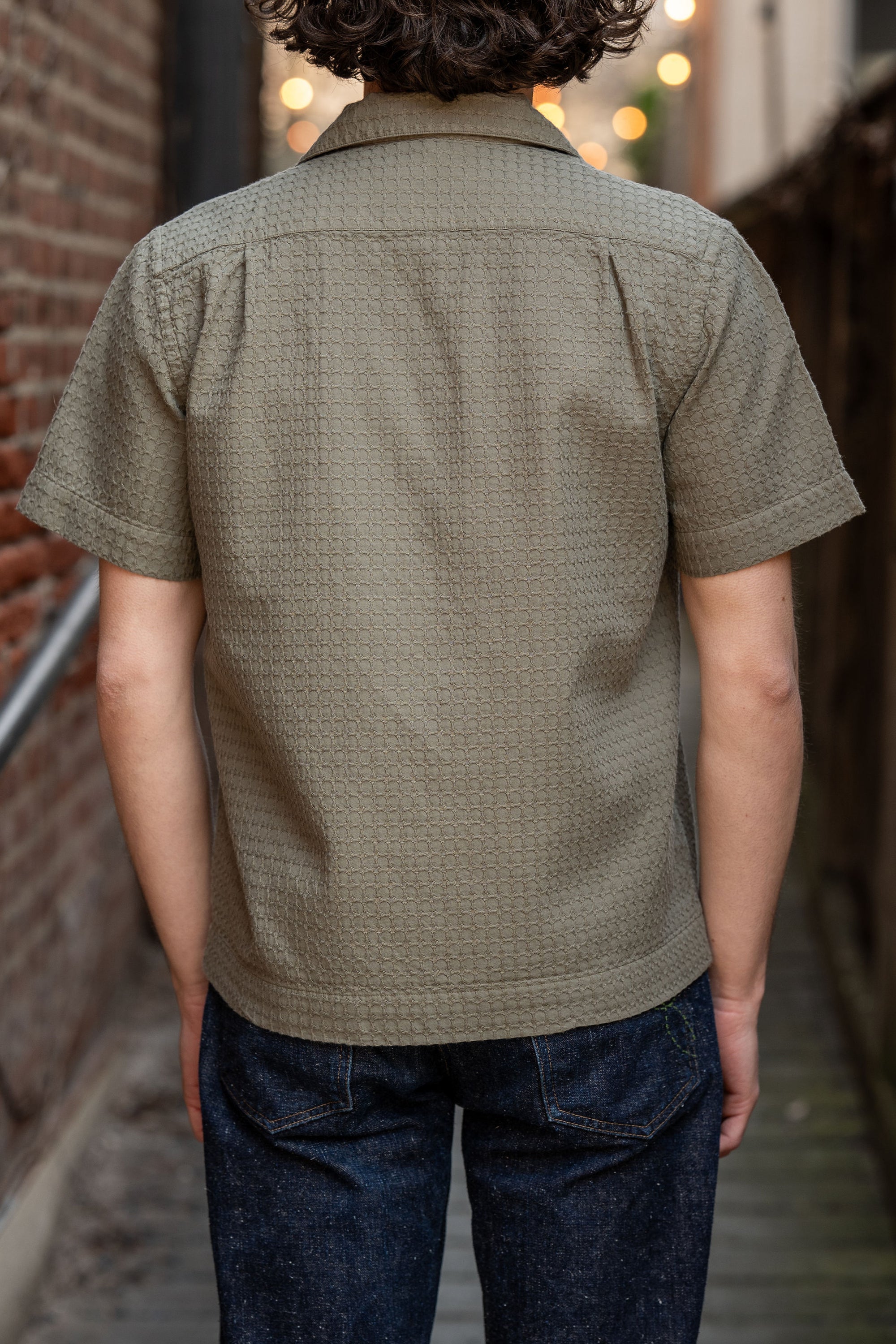 3sixteen Resort Shirt - Olive Geo Weave