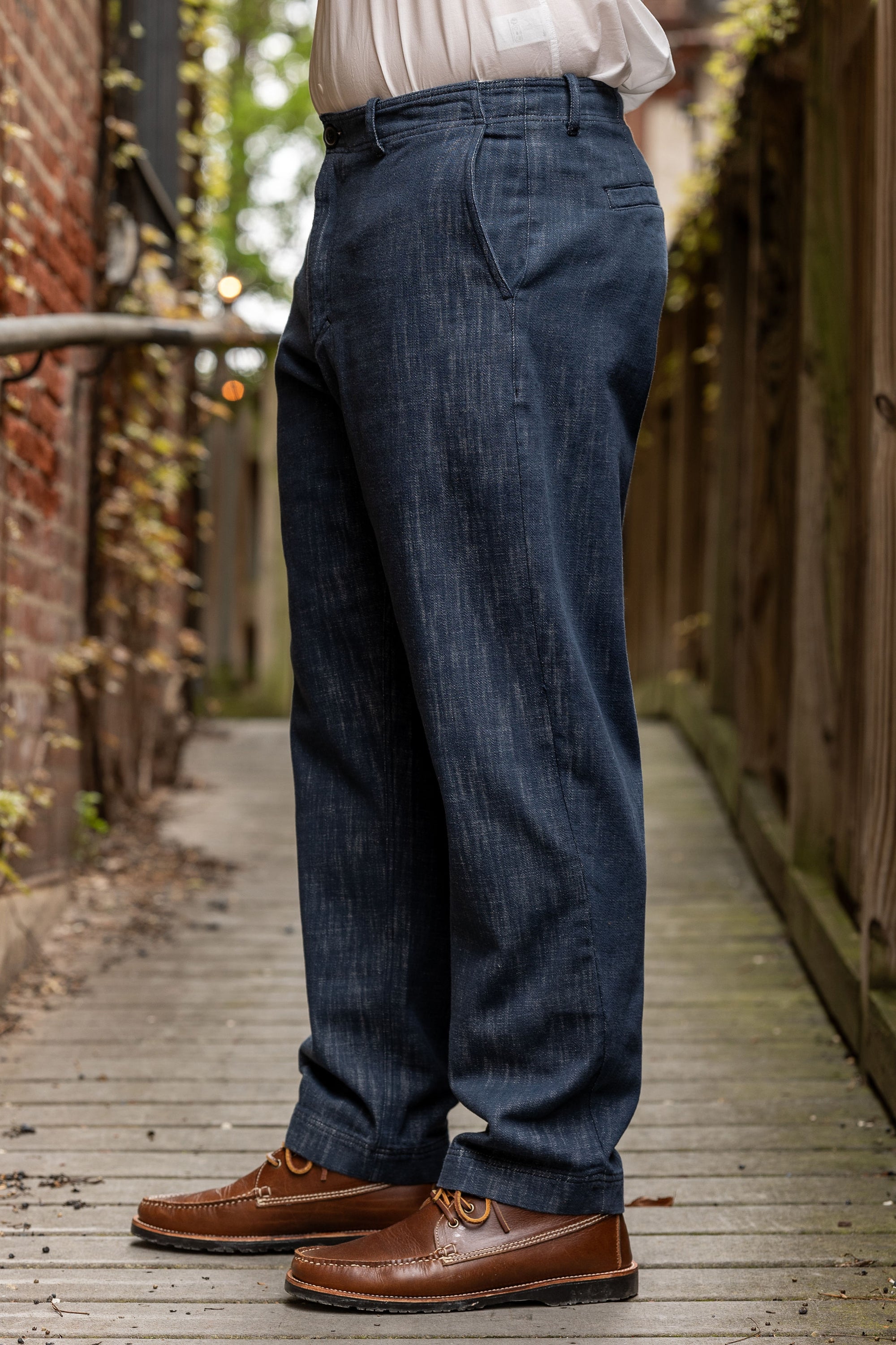 Hansen Garments Trygve Wide Cut Cropped Trousers - Denim Blue