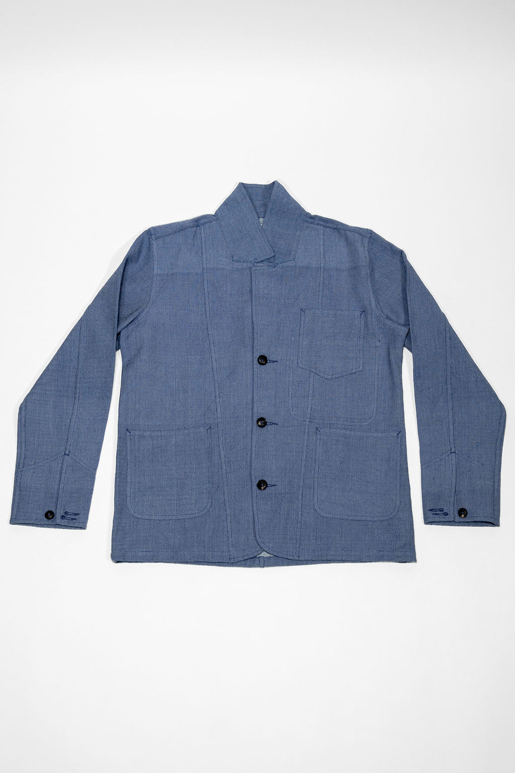 Indi + Ash Study Jacket - Handwoven Military Herringbone French Blue Indigo