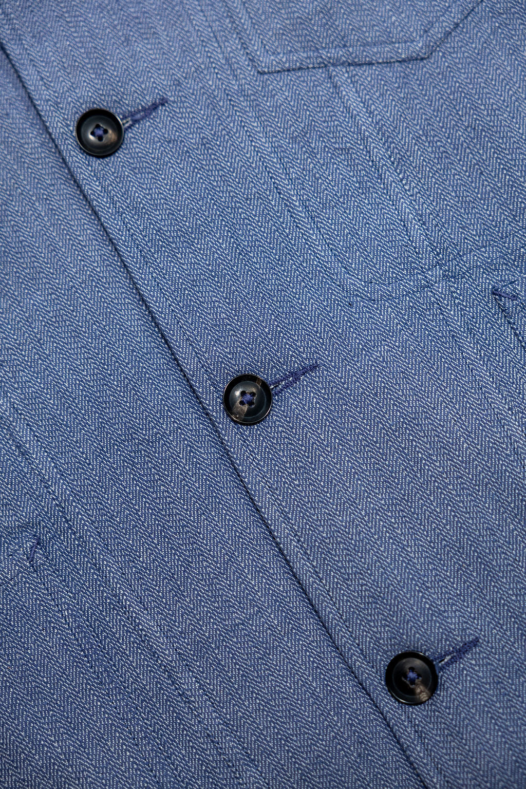 Indi + Ash Study Jacket - Handwoven Military Herringbone French Blue Indigo