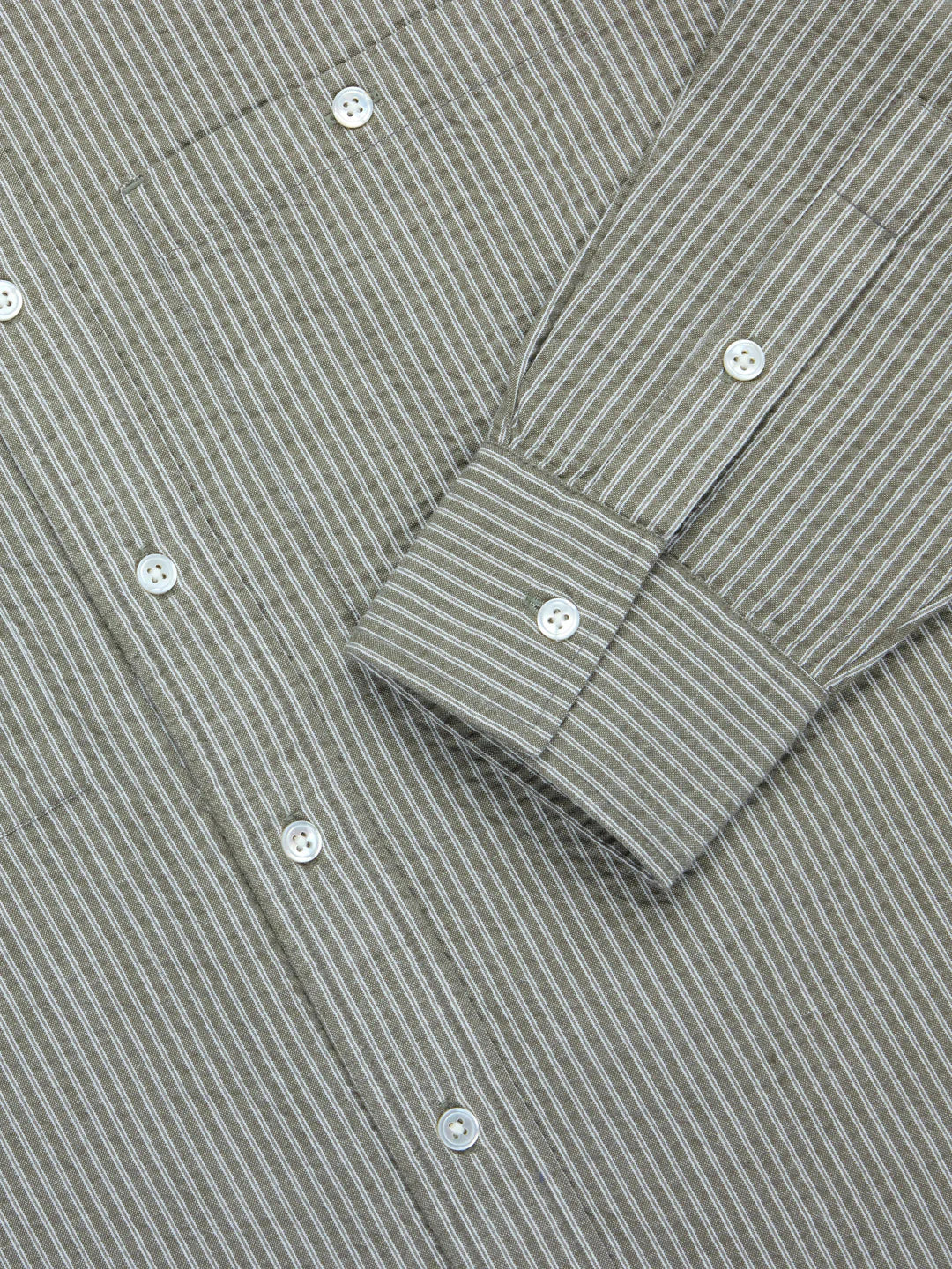 3sixteen Commuter Shirt - Olive Seersucker Stripe