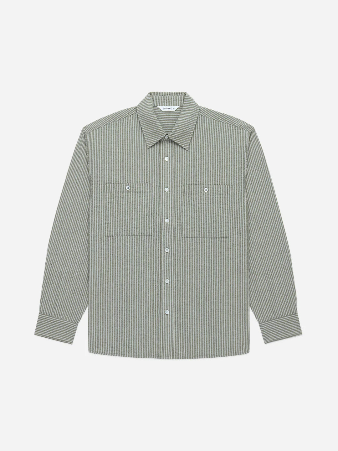 3sixteen Commuter Shirt - Olive Seersucker Stripe