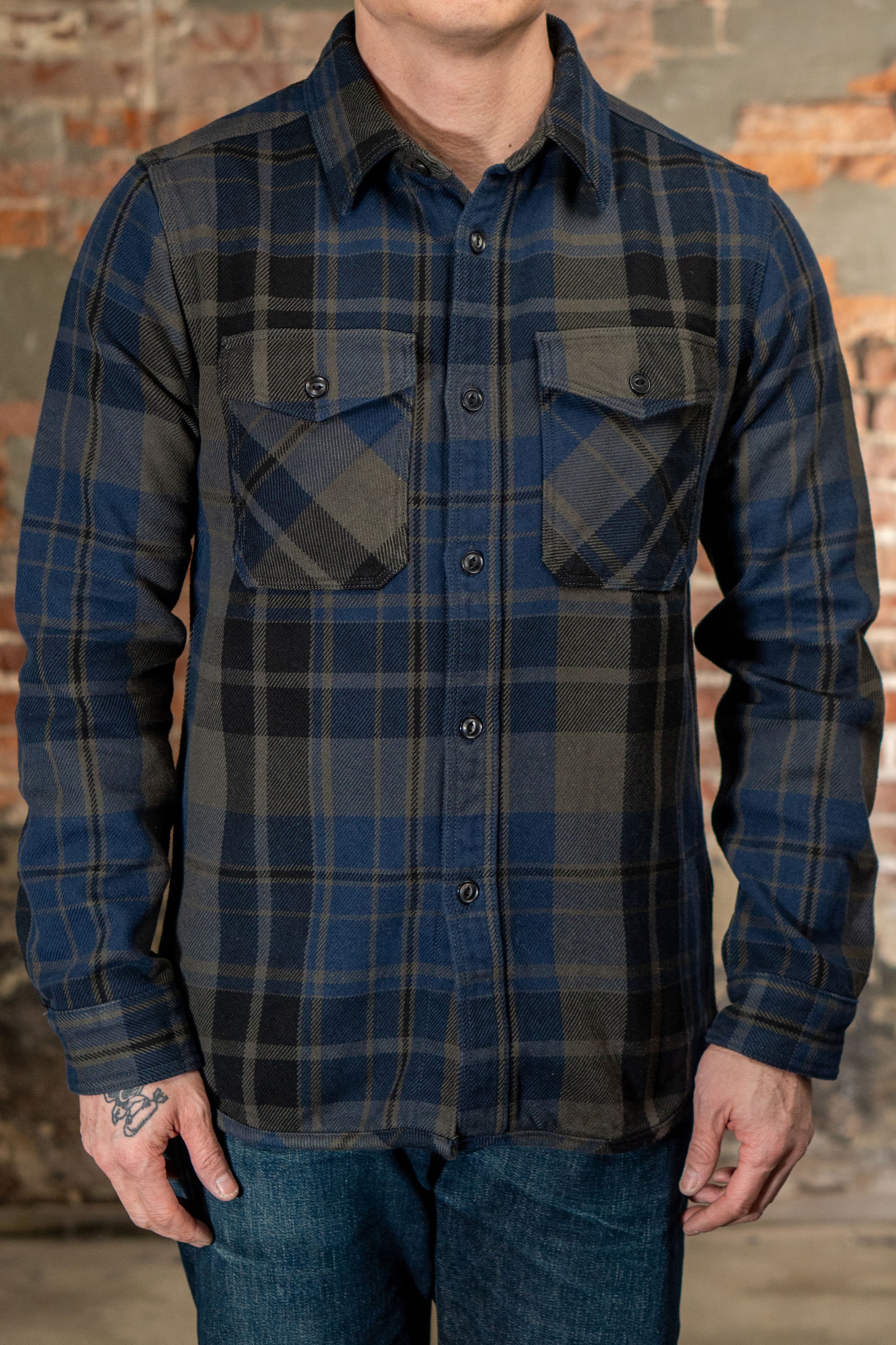 UES 502551 Extra Heavy Flannel Shirts - Navy