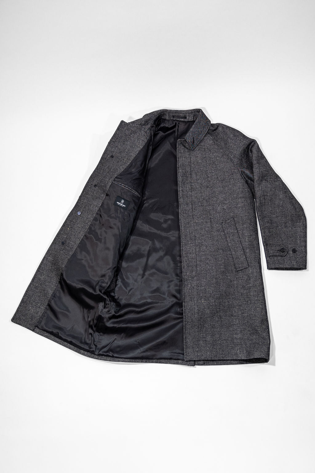 Knickerbocker Hudson Shetland Overcoat - Black Pepper Wool & Linen