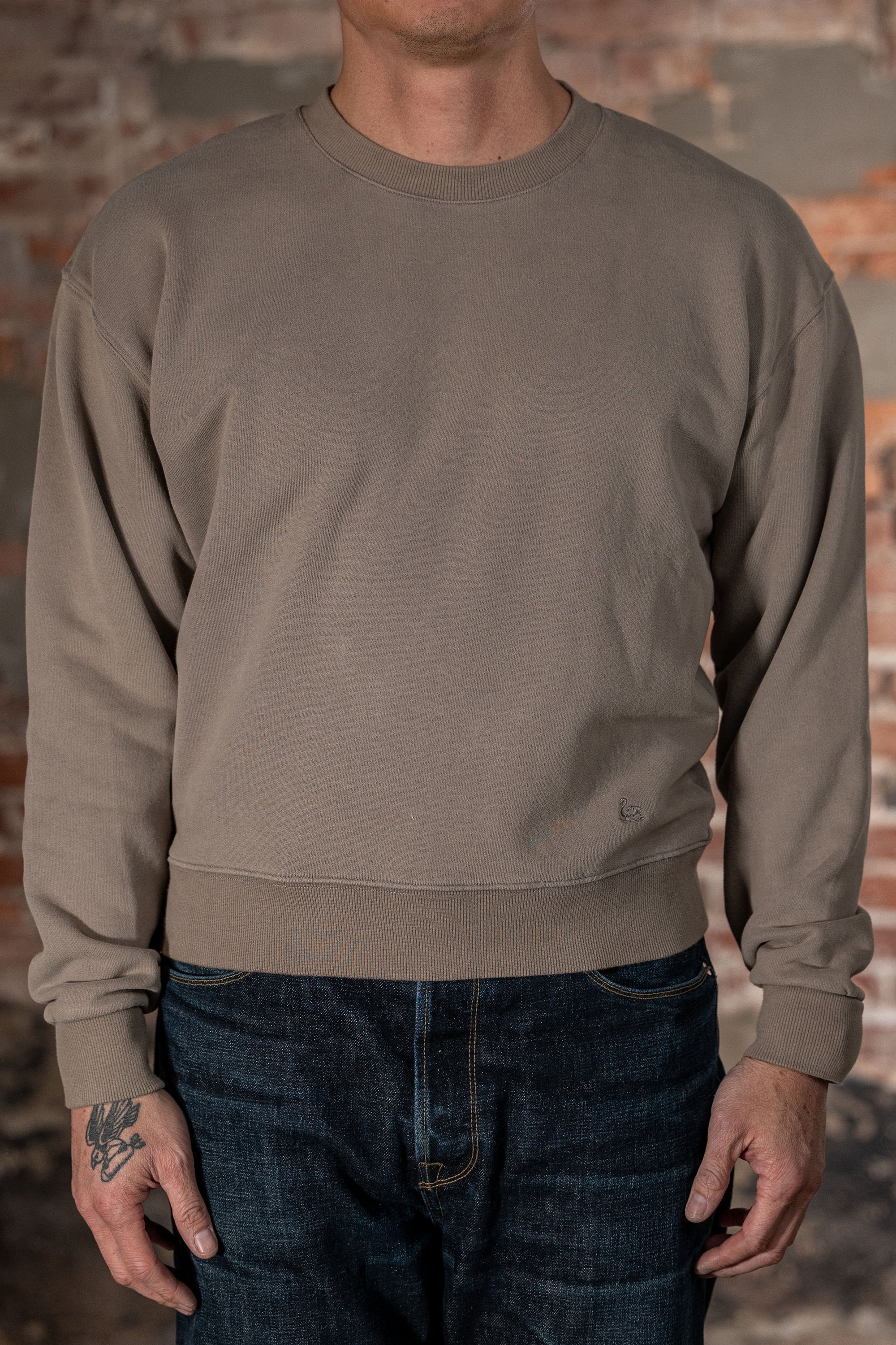 Merz b. Schwanen CREW01 Relaxed Cotton Fleece Sweatshirt - Faded Grain