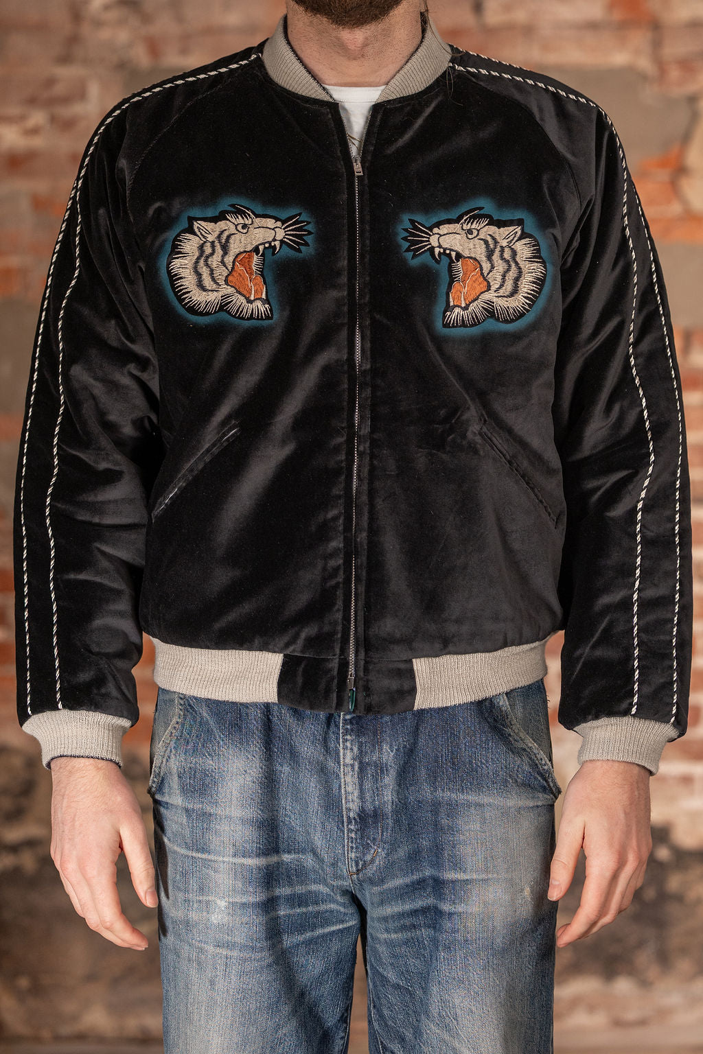 Tailor Toyo TT15809-119  Mid 1950s Style Quilted Souvenir Jacket “Stencil Paint” 60th Anniversary Special Edition - “Tiger Head” × “Eagle”