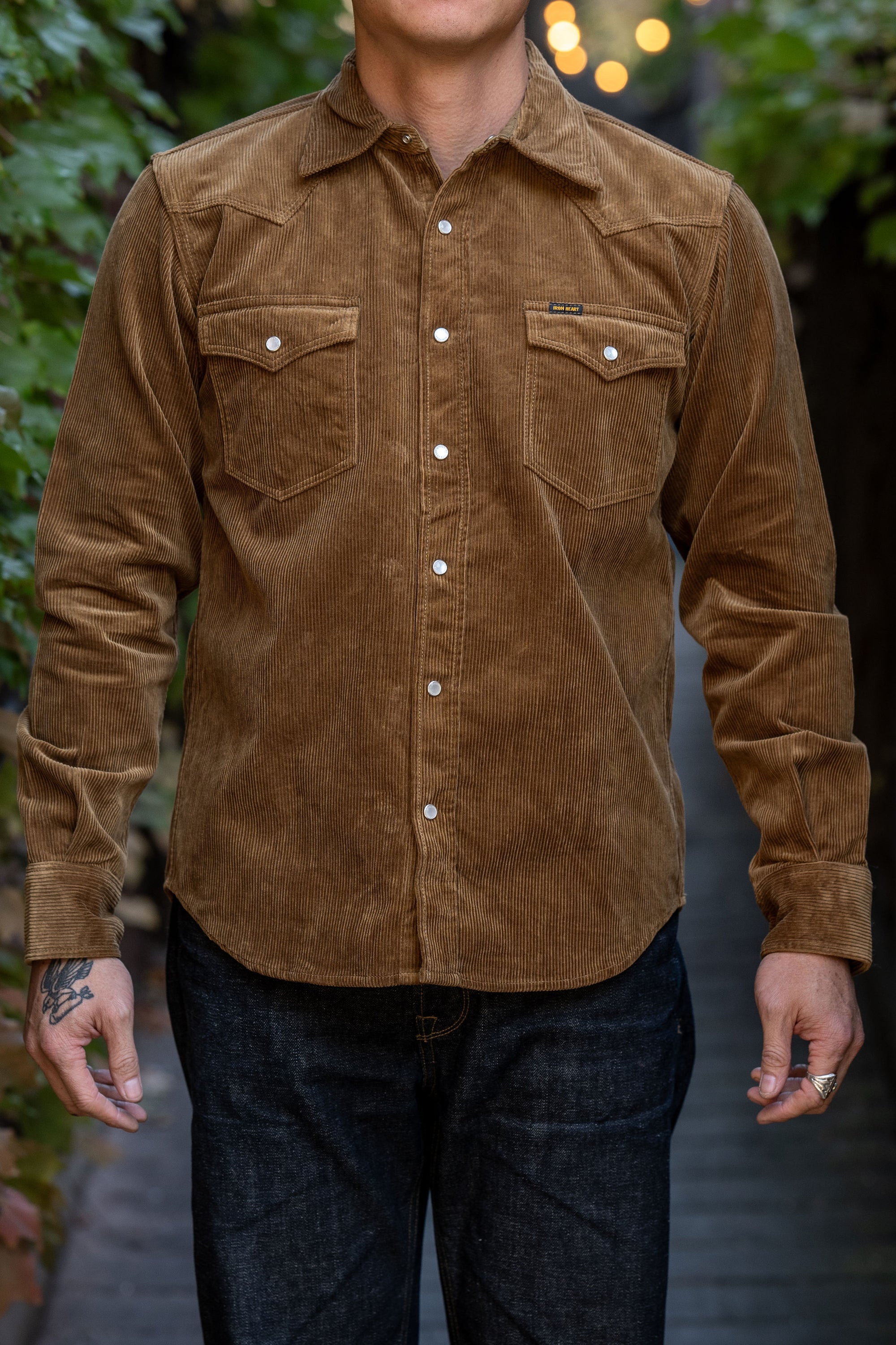 Iron Heart IHSH-398-CAM - 11oz Corduroy Western Shirt - Camel