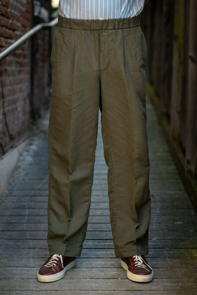 CLUBHAUS × TANGRAM / NYLON PANTS OLIVE Eco Josette Satin Pant | Marciano