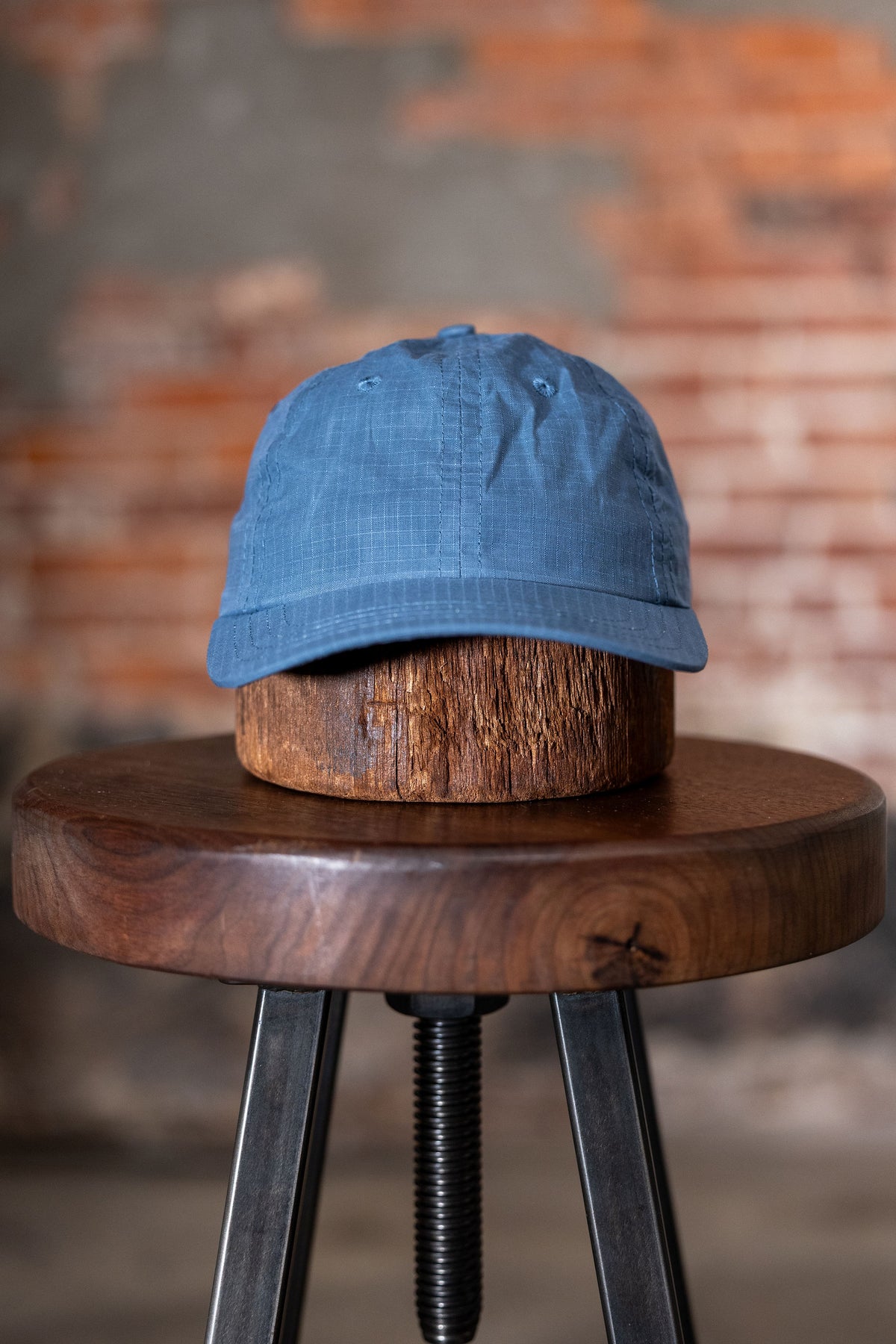 Dehen 1920 Baseball Hat - Faded Blue Dry Waxed Rip Stop. front profile