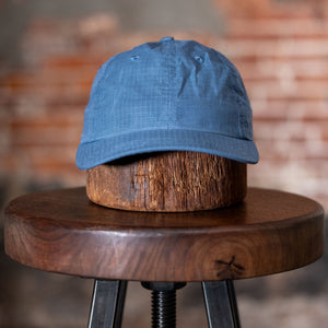 Dehen 1920 Baseball Hat - Faded Blue Dry Waxed Rip Stop. front profile