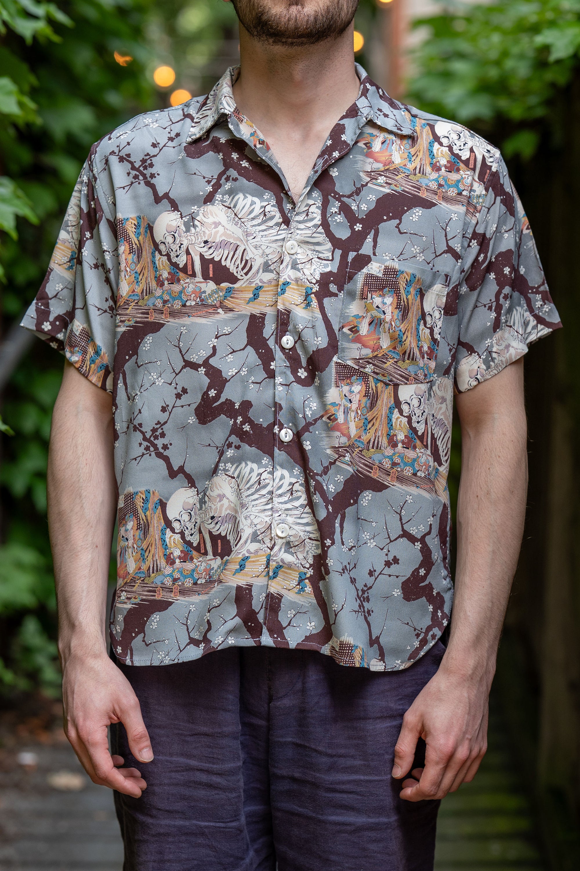 Freenote Cloth Hawaiian - Light Blue Skeleton