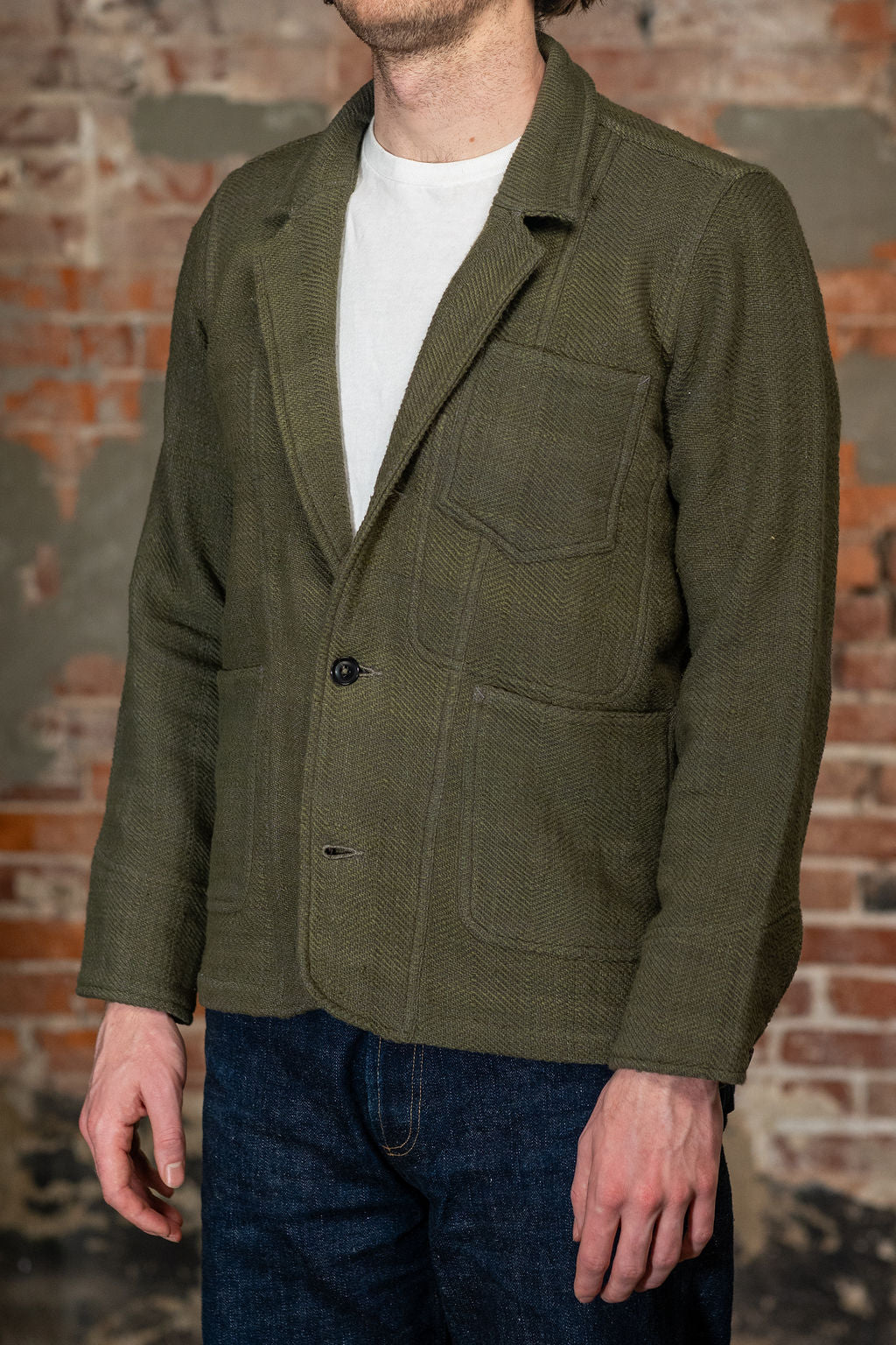 Indi + Ash Study Jacket - Forest Green/Smoke Handspun Herringbone