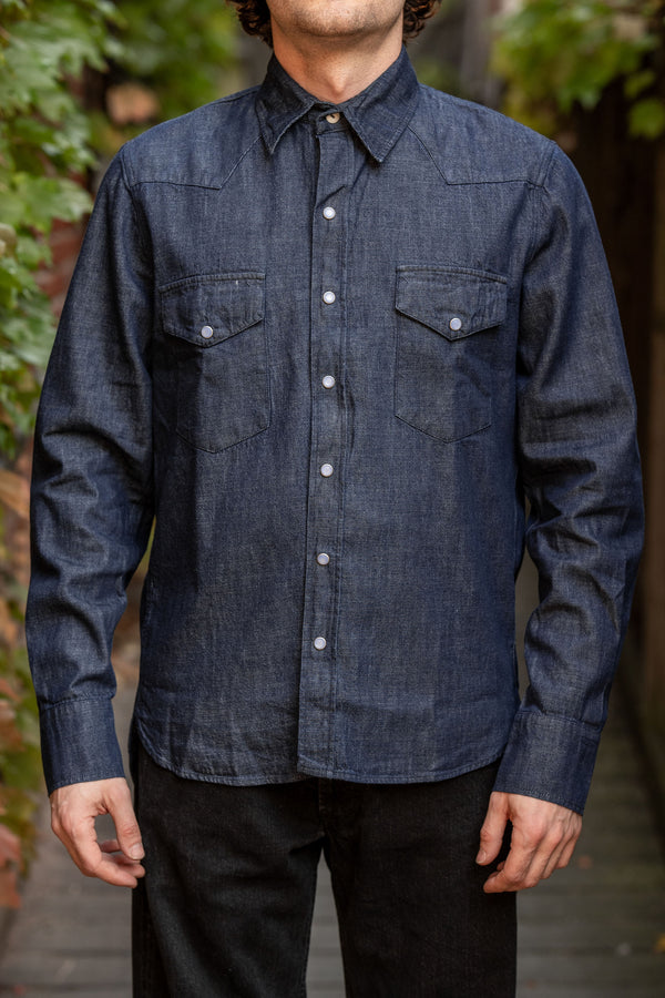Wythe Denim Pearlsnap Shirt - Rinsed Indigo - Franklin & Poe