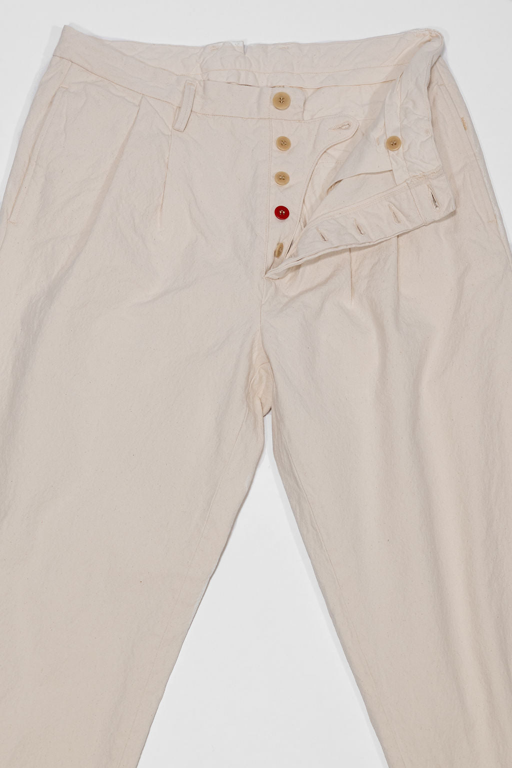 Seuvas 10oz Canvas 2-Tuck Trousers (Long) - Natural