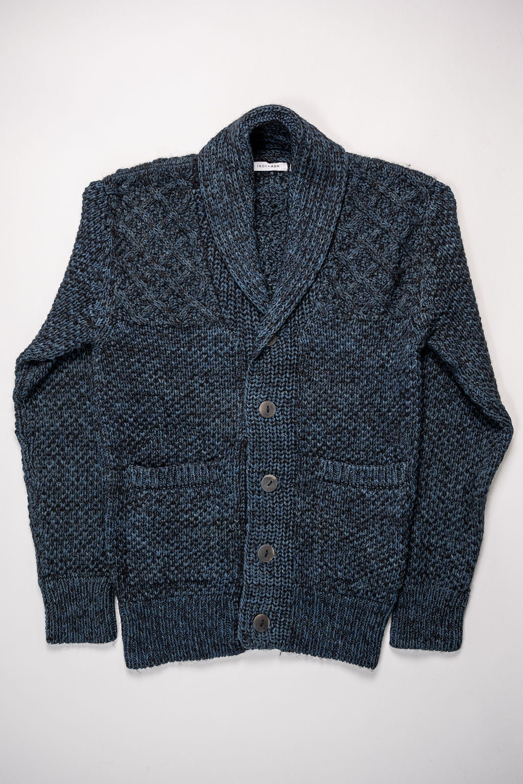 Indi + Ash Andes Cardigan - Black Alpaca / Dark Indigo