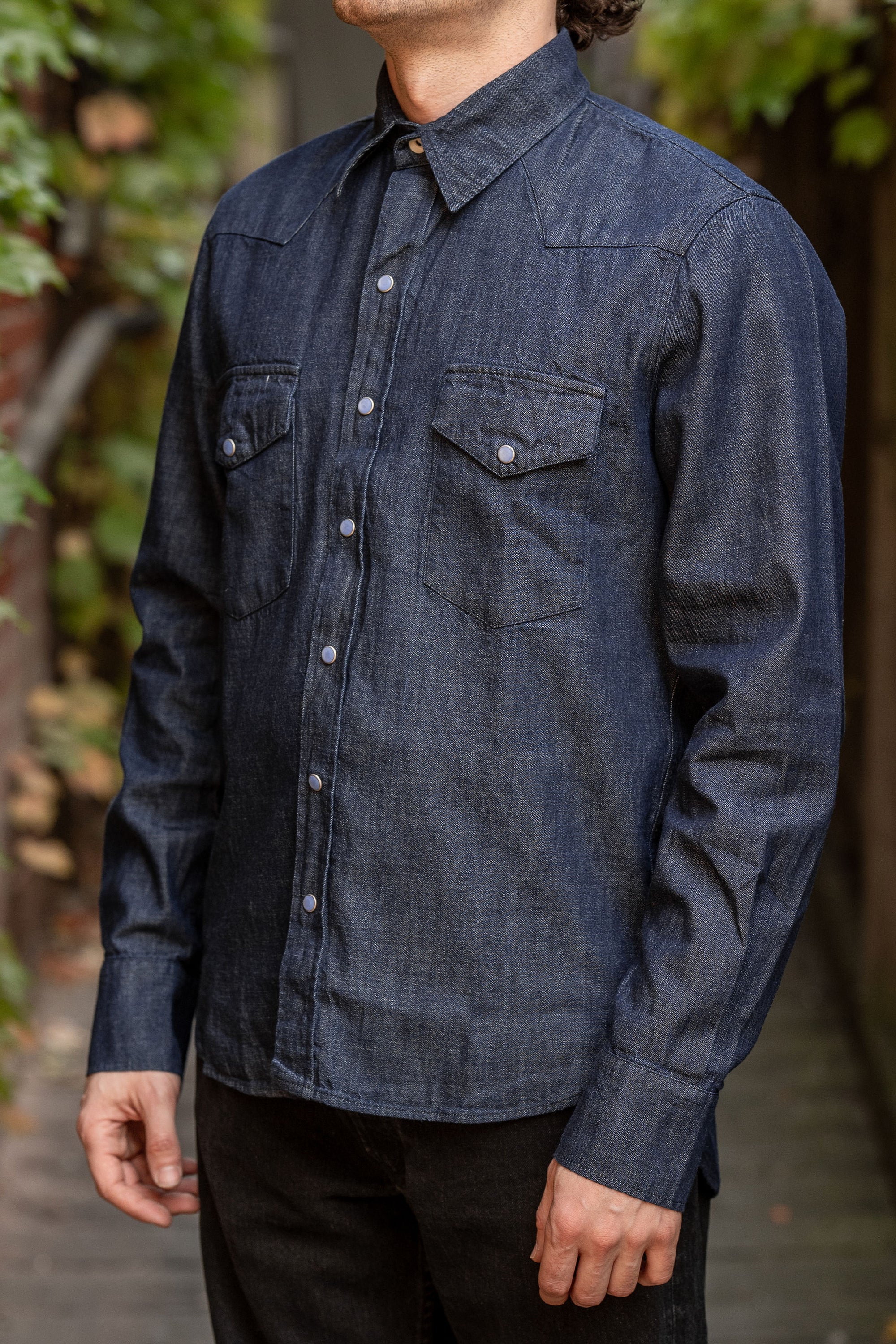 Wythe Denim Pearlsnap Shirt - Rinsed Indigo