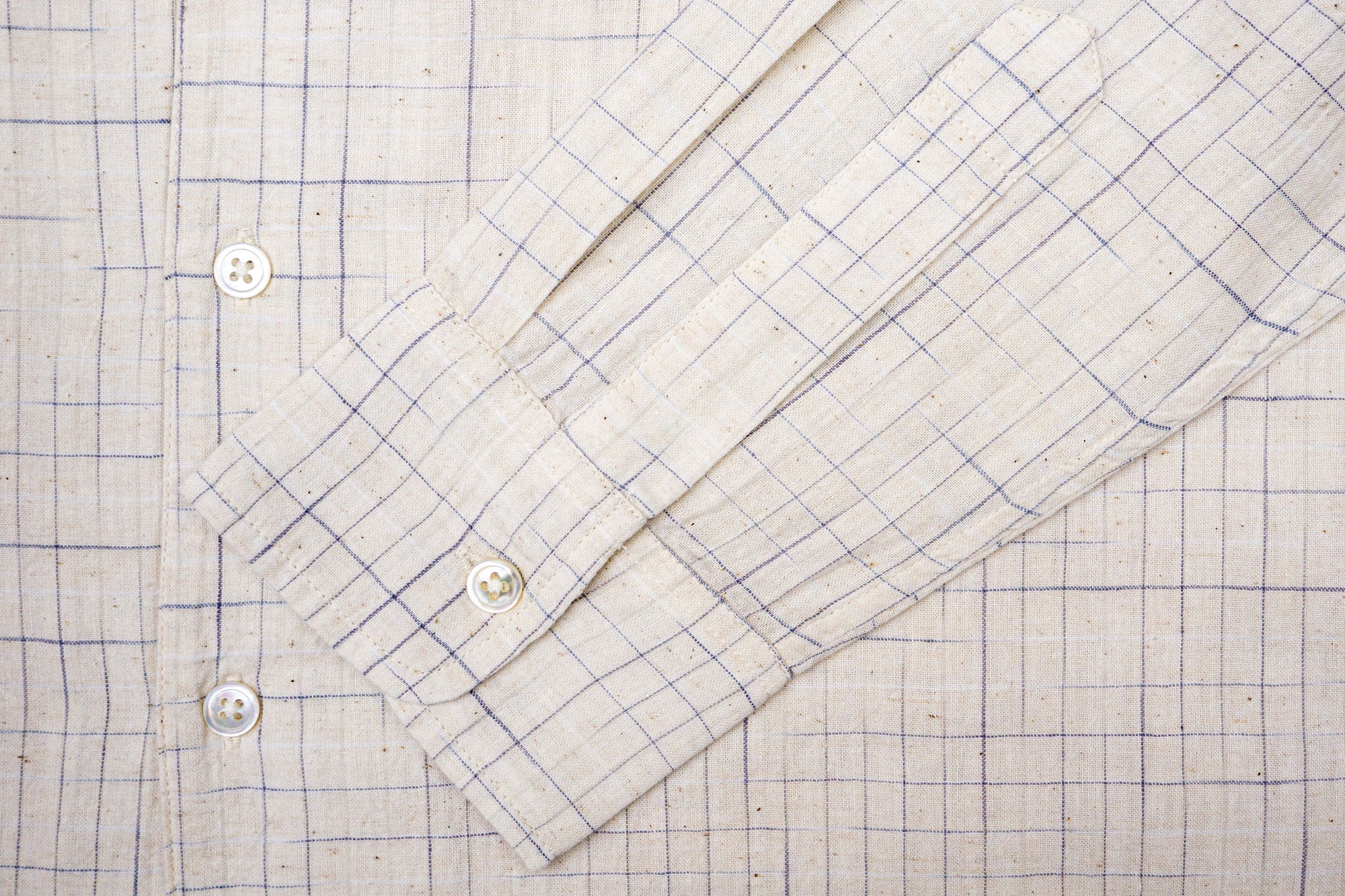 3sixteen Loop Collar Shirt - Natural Crosshatch