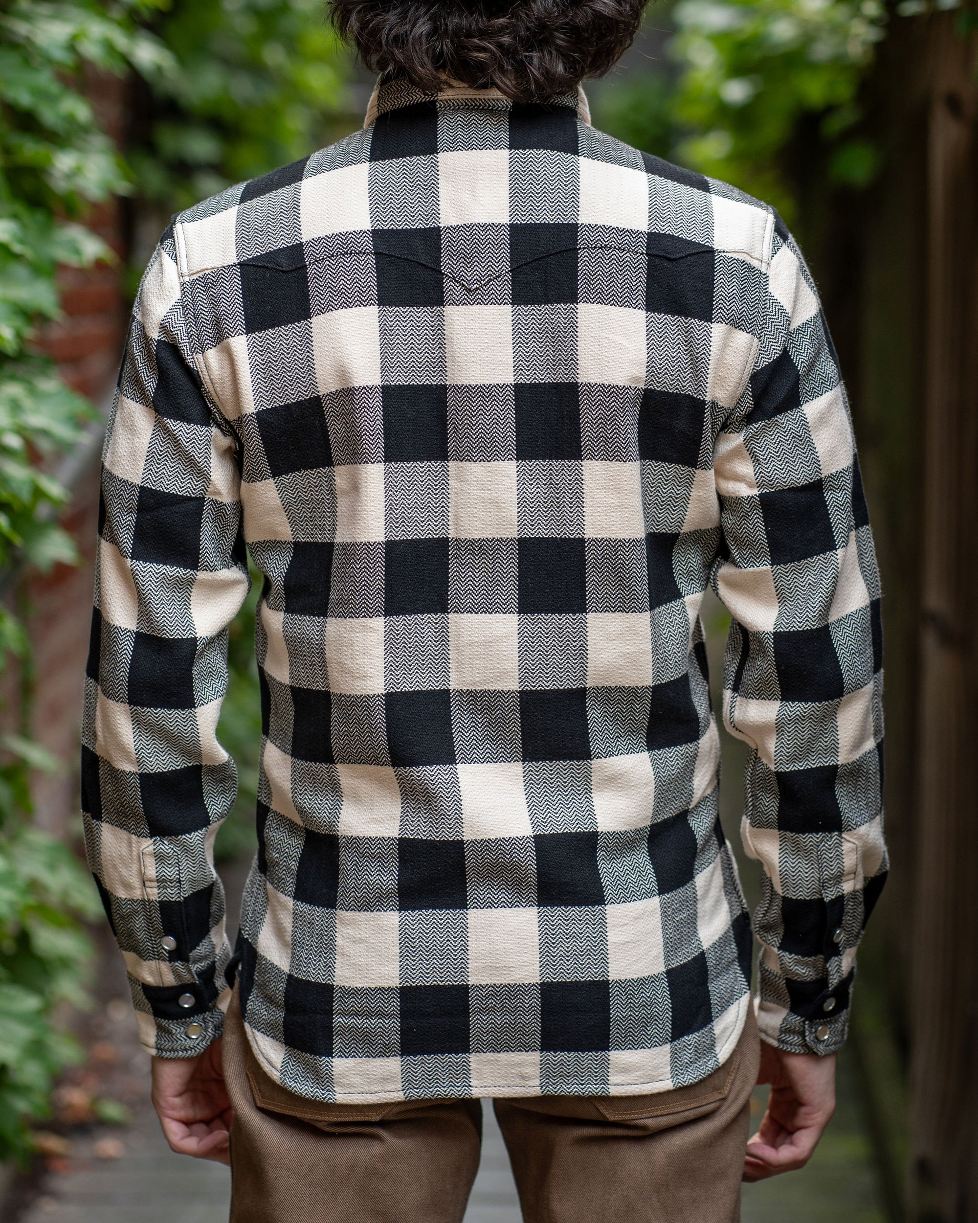 The Flat Head SNW-101L Block Check Western Flannel Shirt - Ivory/Black