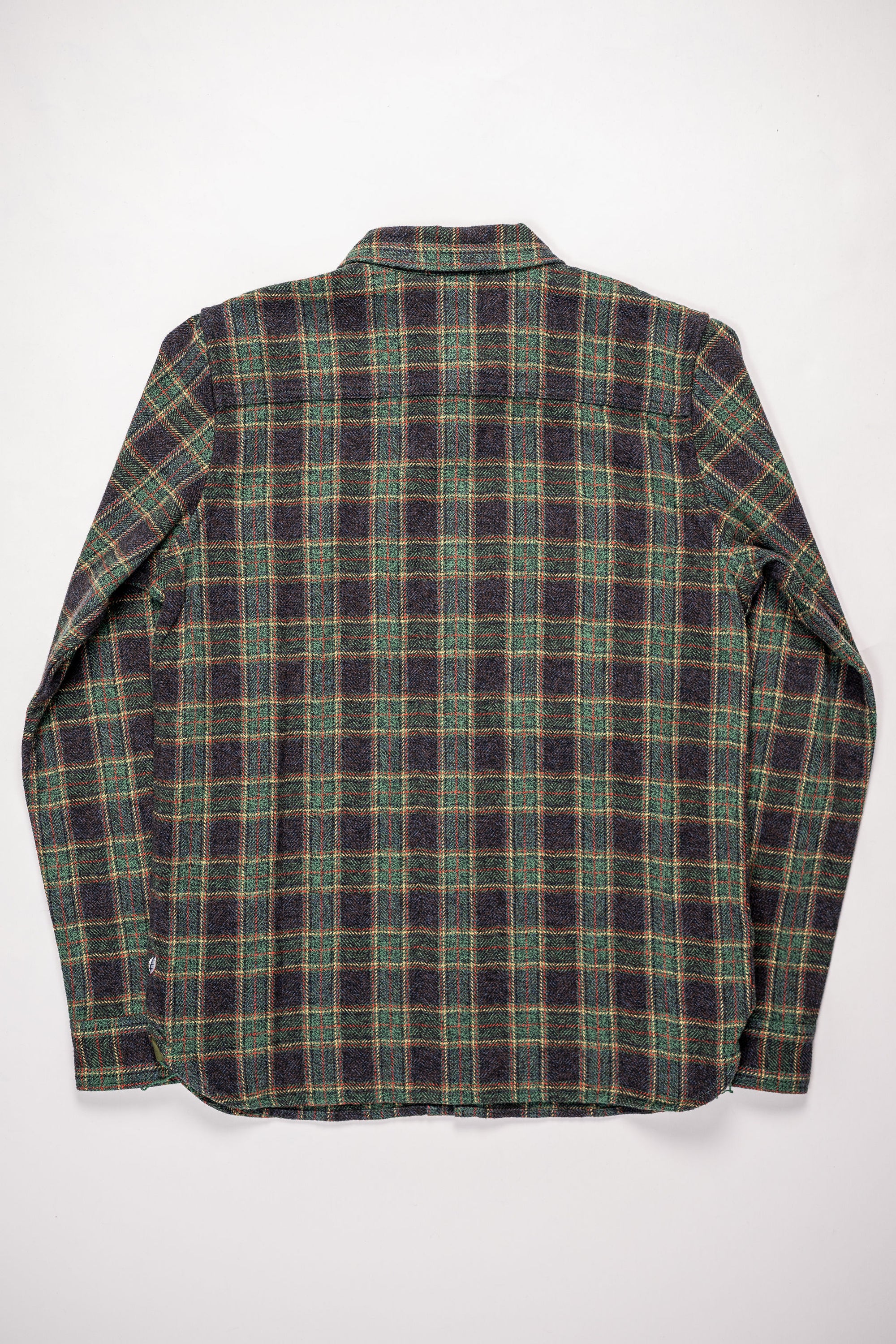 Pure Blue Japan 2229-GR Tweed Check Double Pocket Shirt - Green