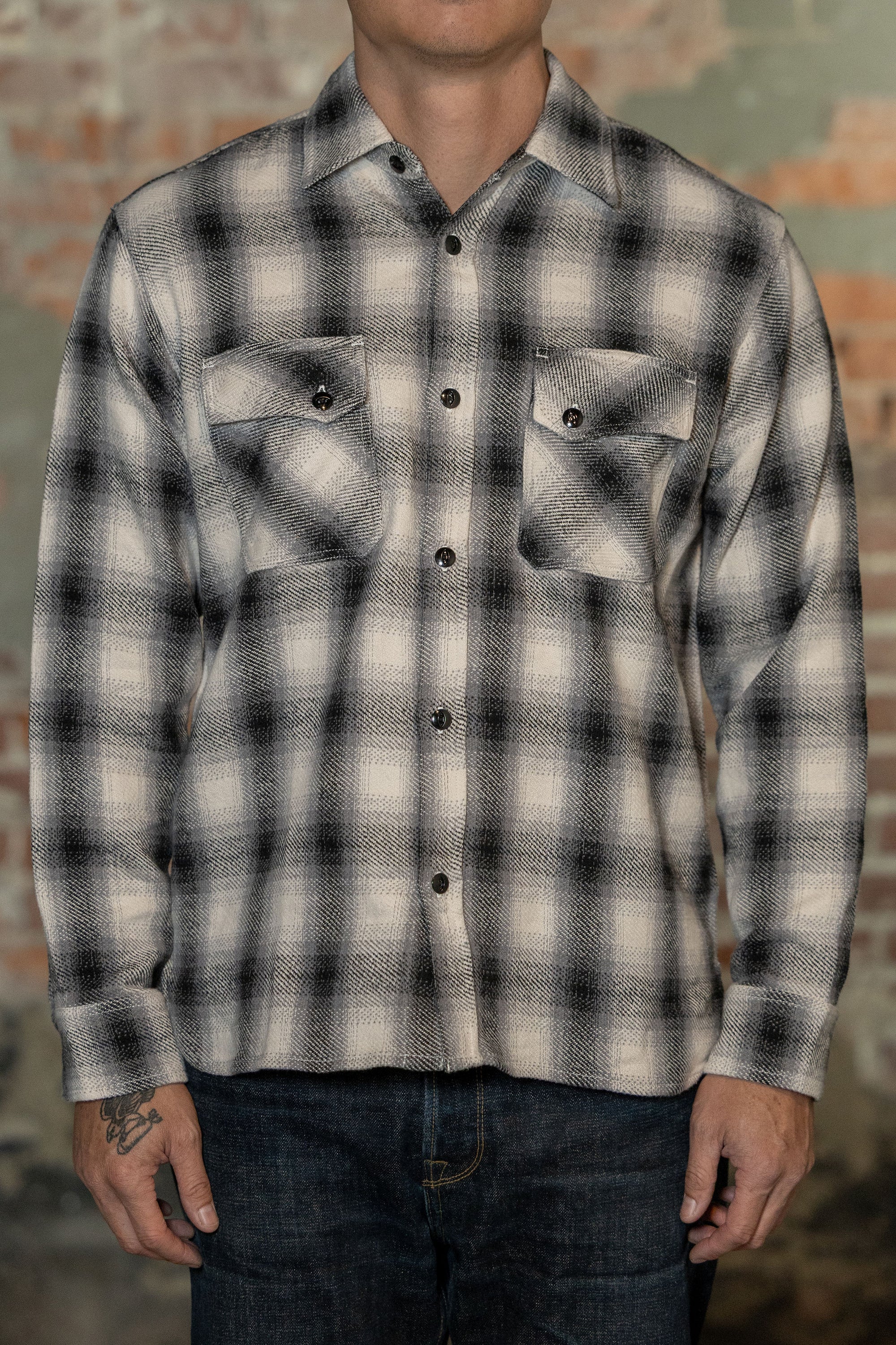 3sixteen Crosscut Flannel - Cream/Black Plaid