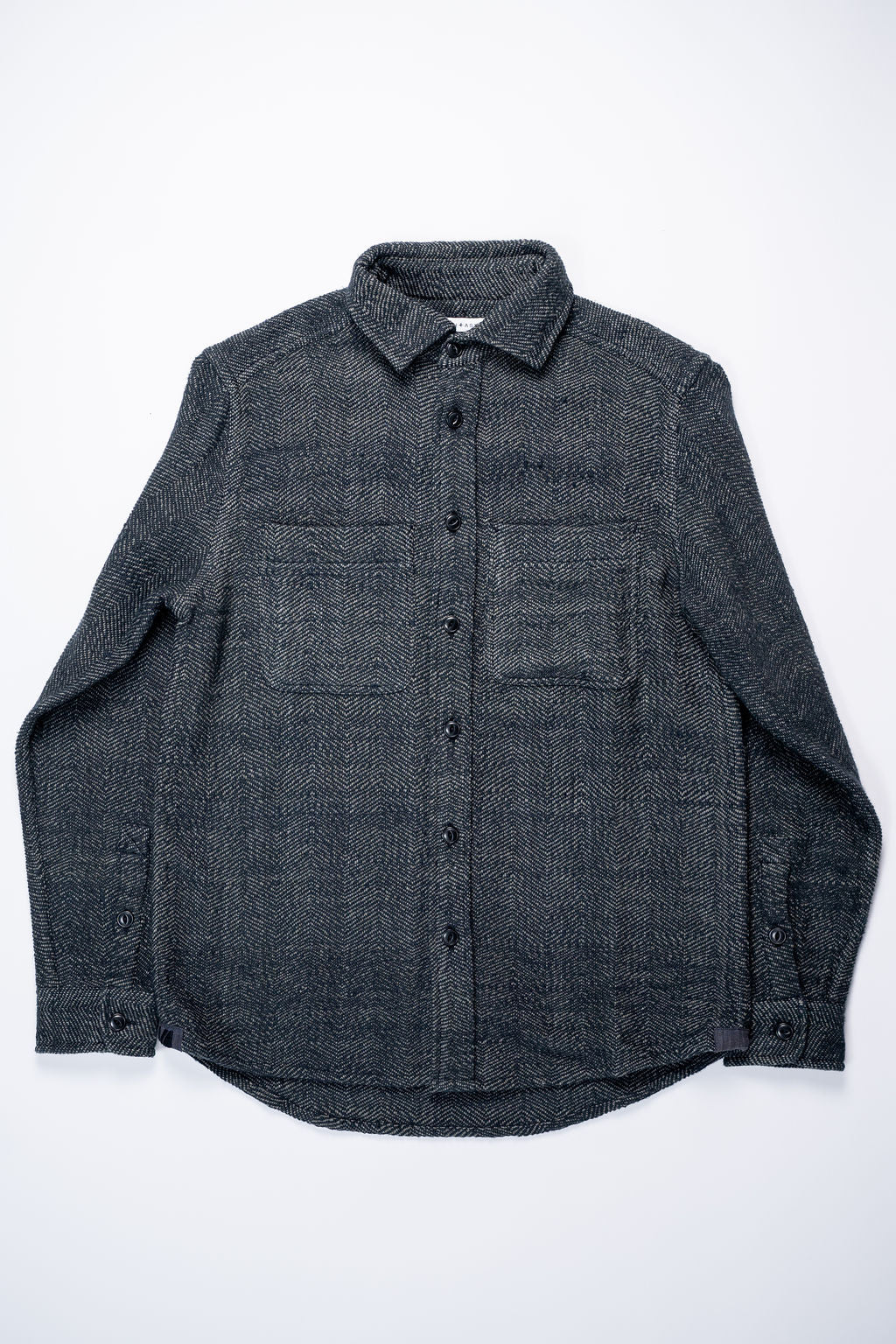 Indi + Ash Ames Workshirt - Iron/Charcoal Handwoven Herringbone