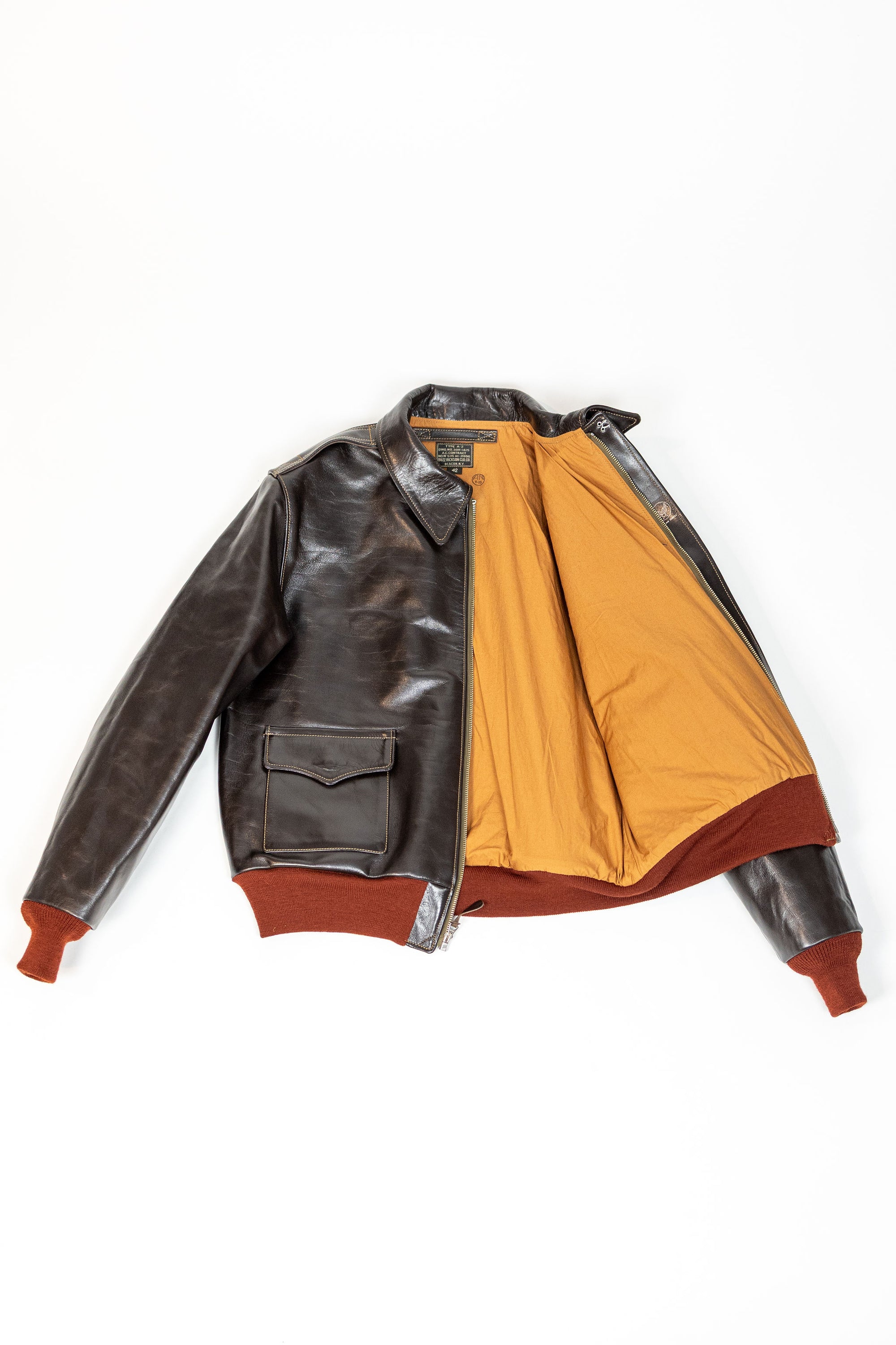 Buzz Rickson's BR80644 Type A-2 “Contract no. w535 AC-21996 Buzz Rickson Clo. Co. - S/Brown