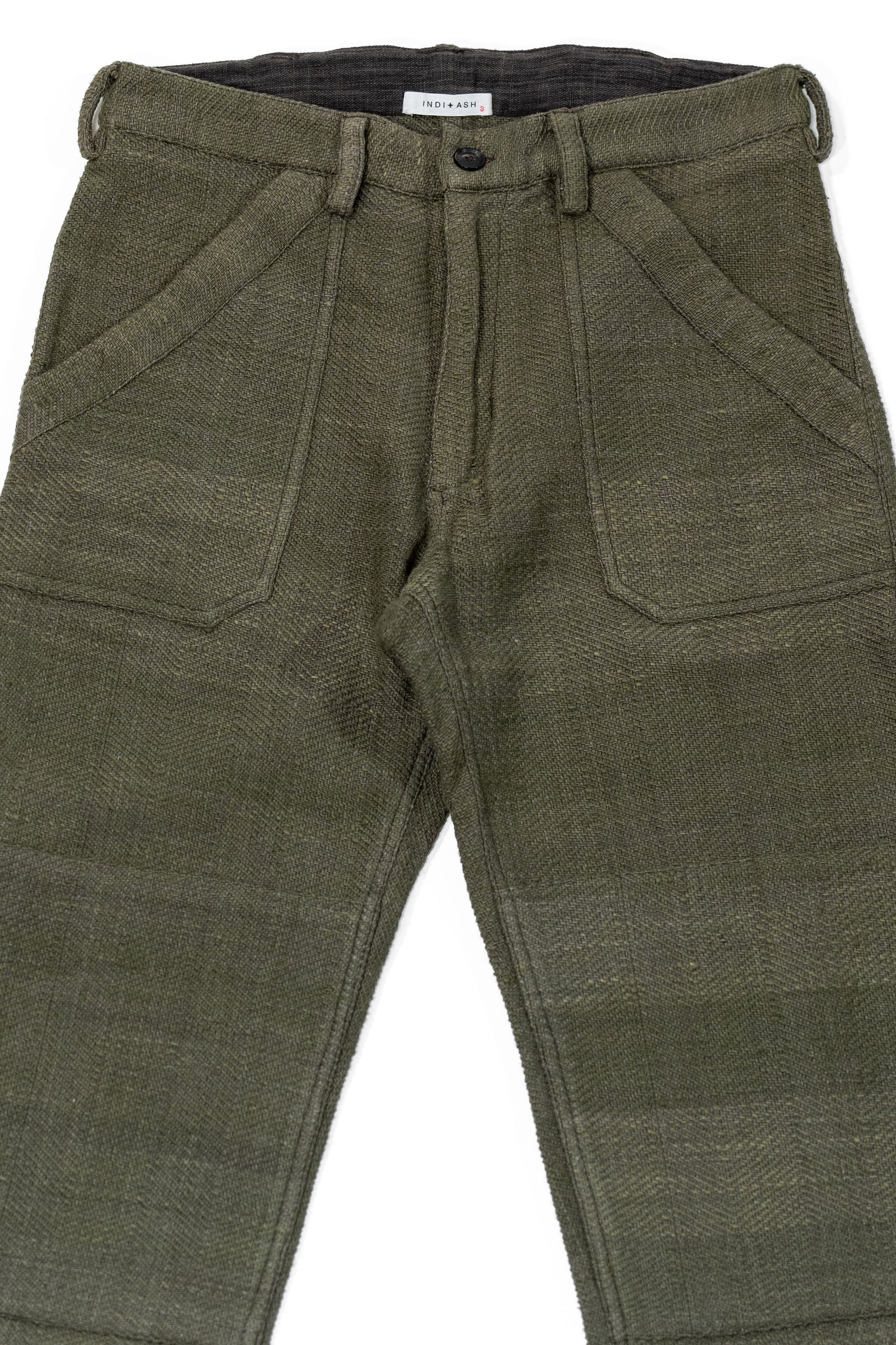 Indi + Ash Isaac Pant - Forest Green / Smoke Handspun Herringbone
