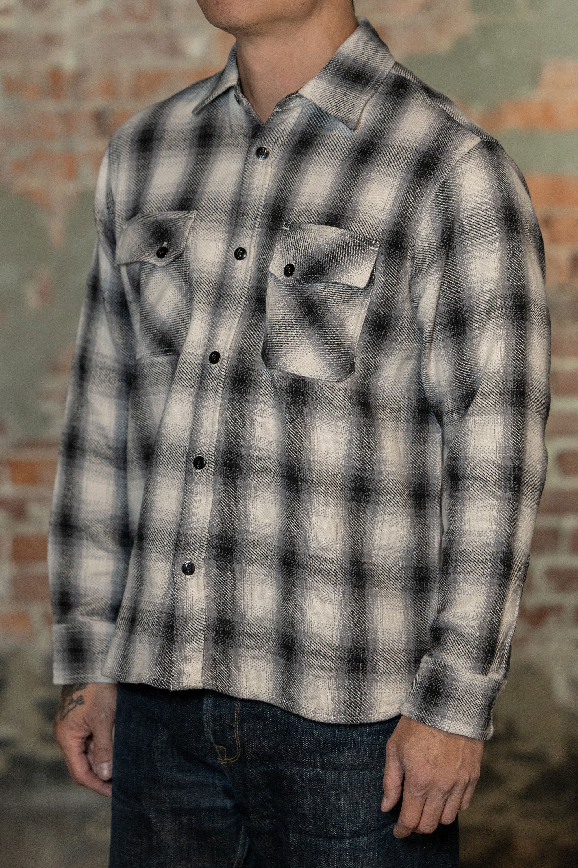 3sixteen Crosscut Flannel - Cream/Black Plaid